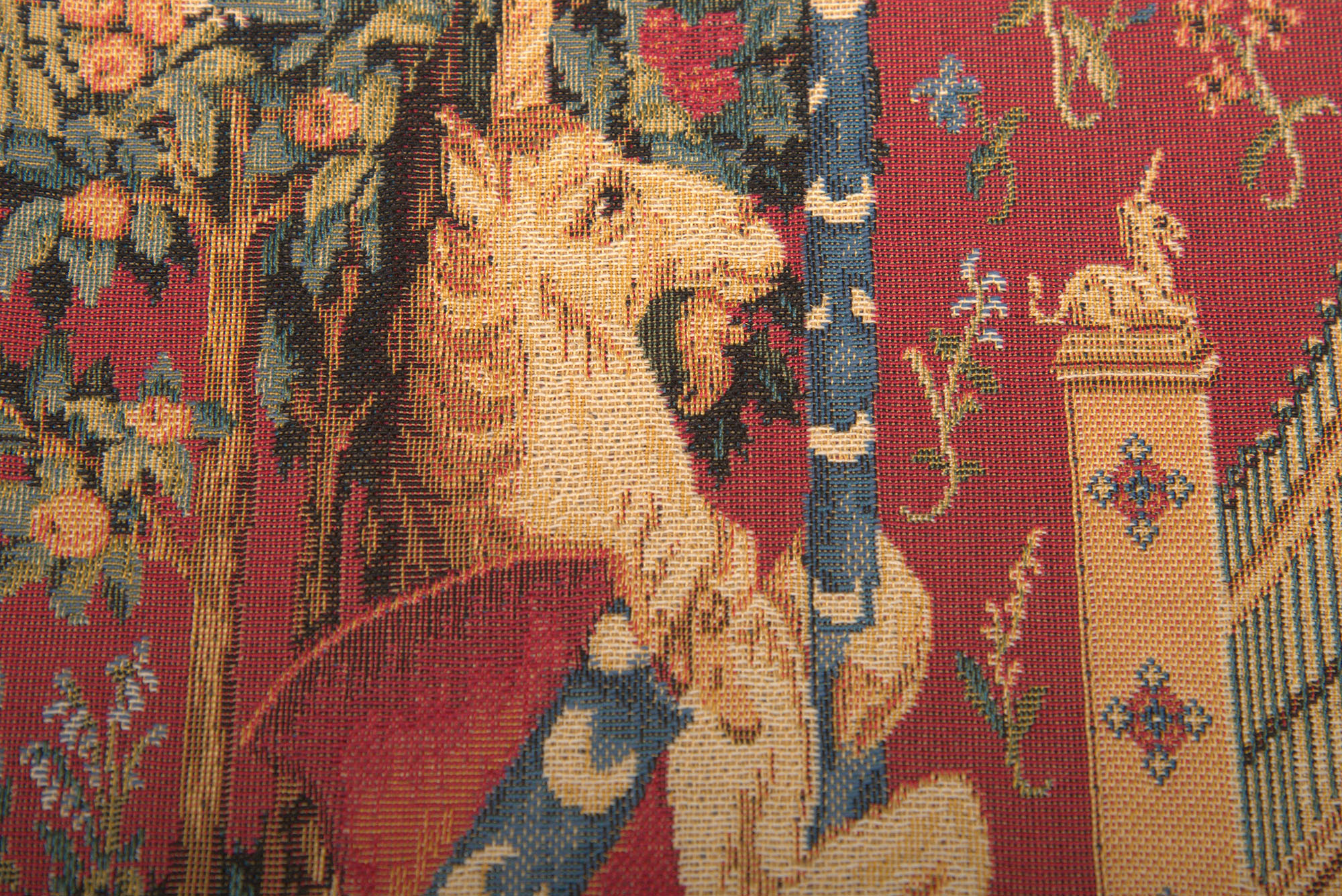 Medieval Hearing Small Tapestry Pillow Cover 14x14 Inch Cotton Jacquard Woven Cushion Cover