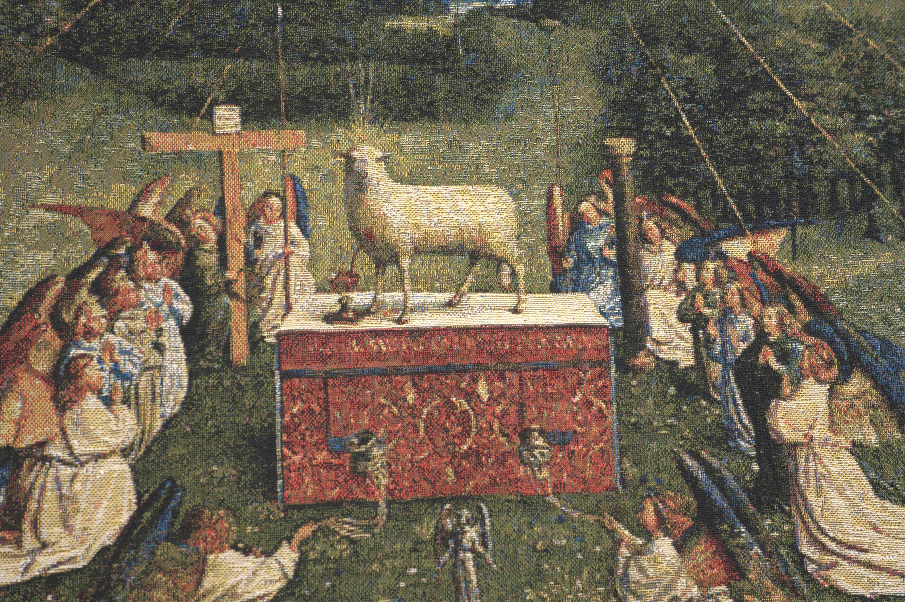 Hubert van Eyck The Lamb of God Tapestry Pillow Cover 18x18 Inch Cotton Jacquard Woven Cushion Cover