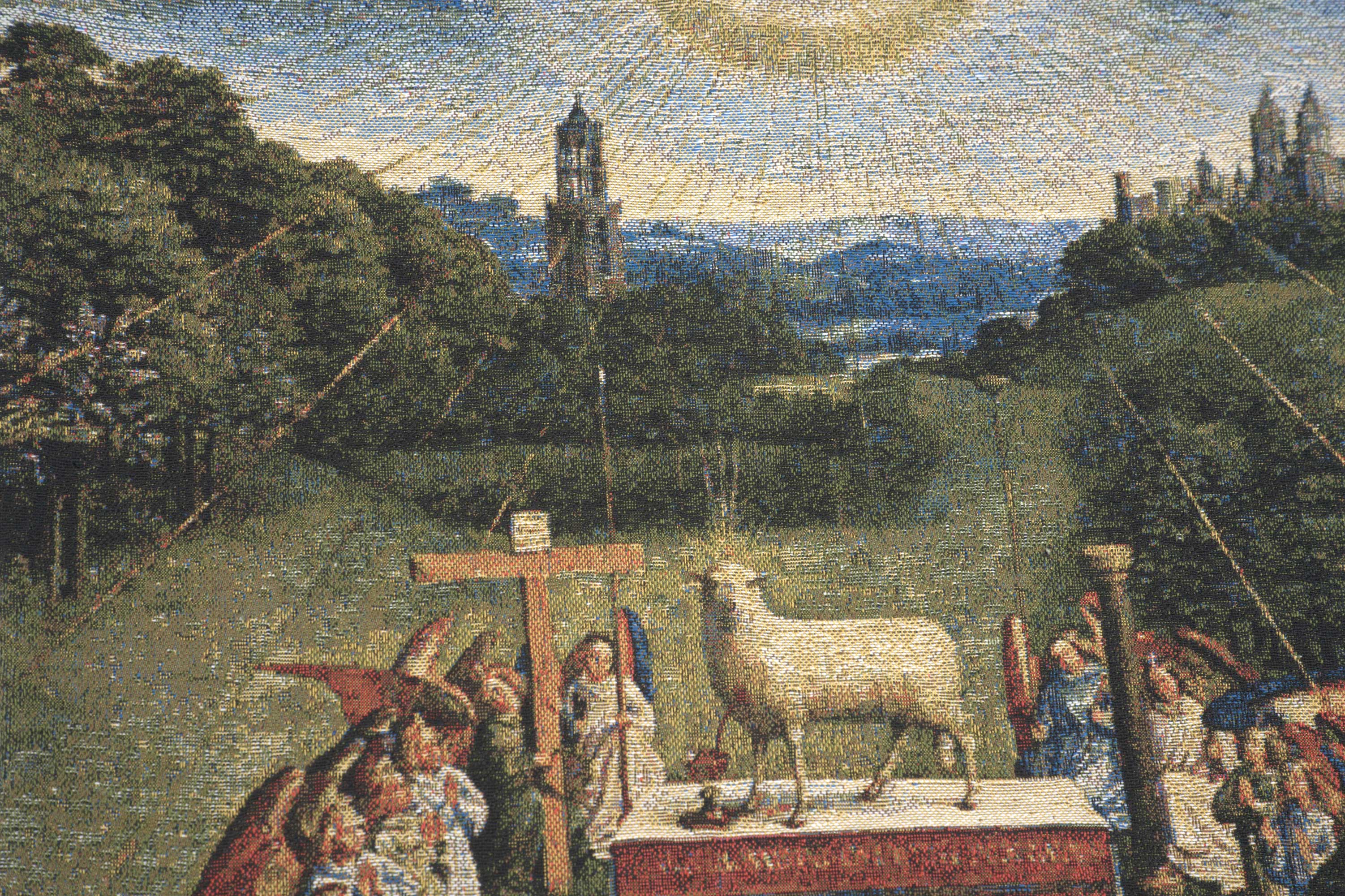Hubert van Eyck The Lamb of God Tapestry Pillow Cover 18x18 Inch Cotton Jacquard Woven Cushion Cover