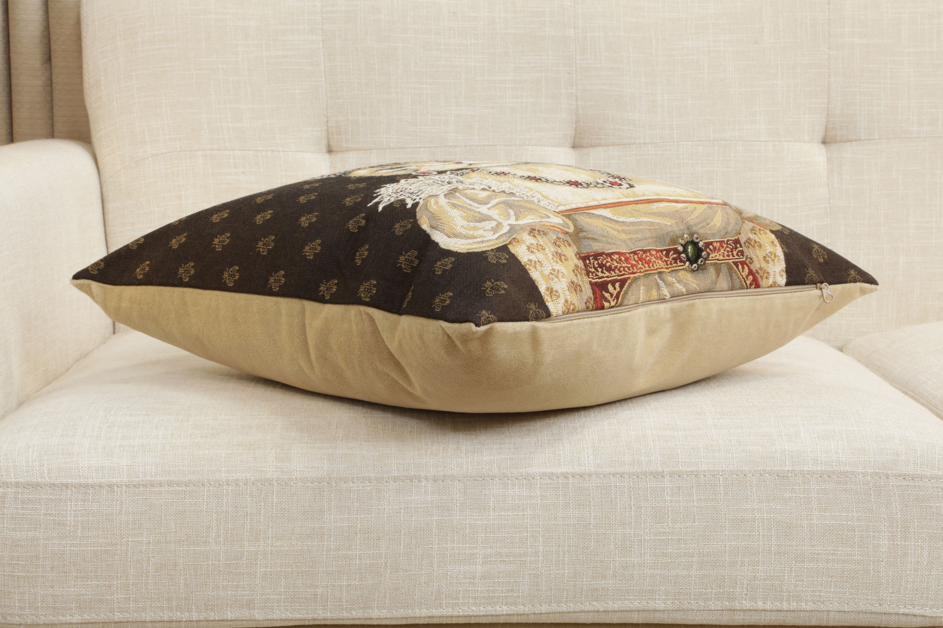 Cat Josephine Belgian Tapestry Pillow Cover 18x18 Inch Cotton Jacquard Woven Cushion Cover