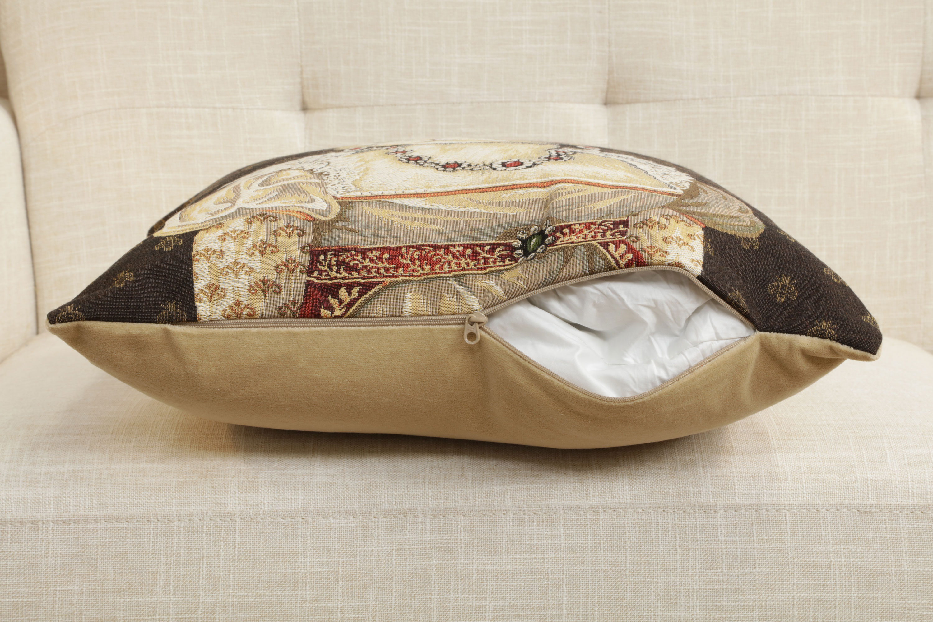 Cat Josephine Belgian Tapestry Pillow Cover 18x18 Inch Cotton Jacquard Woven Cushion Cover