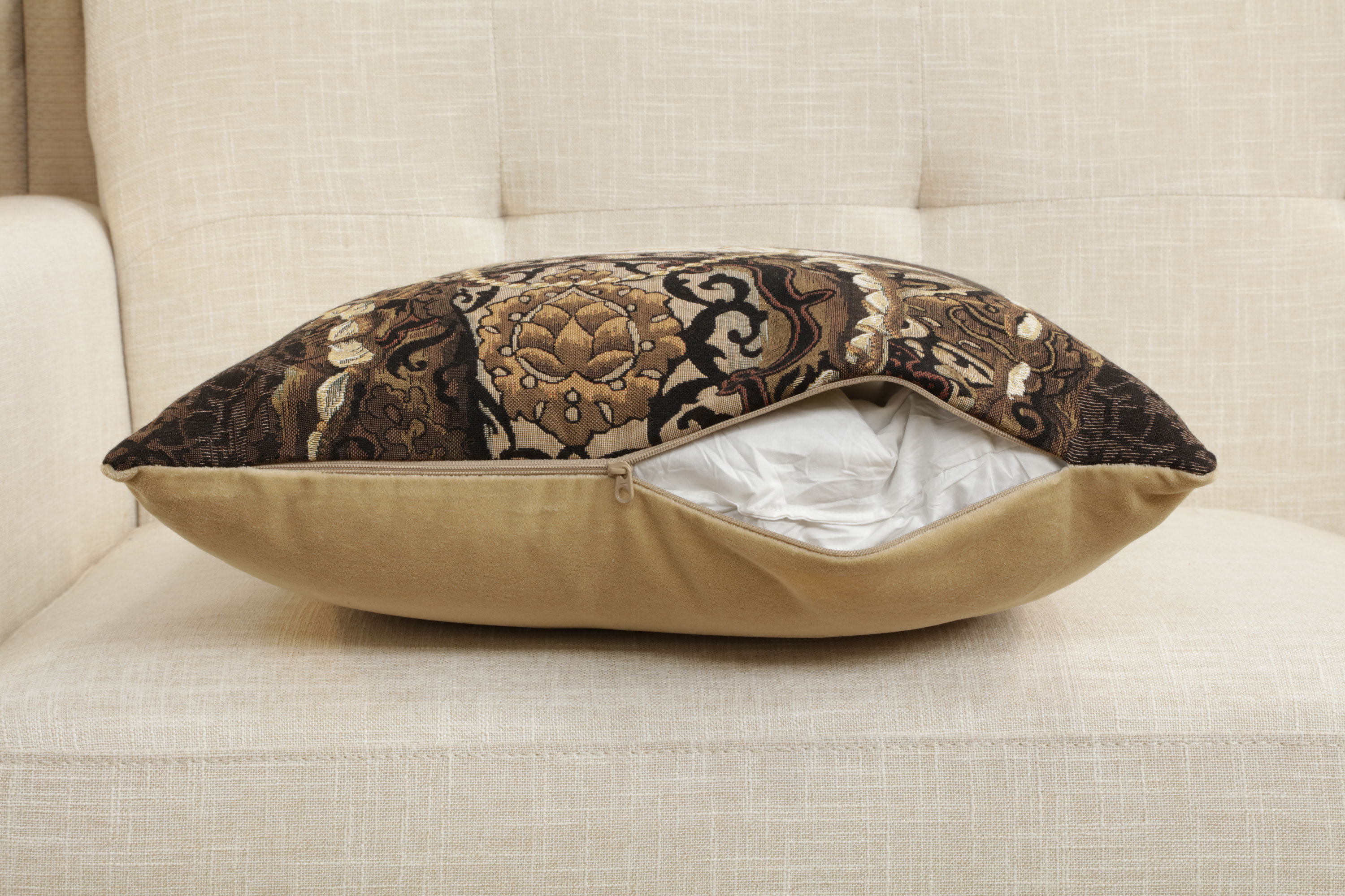 Cat with Crown Belgian Tapestry Pillow Cover 18x18 Inch Cotton Jacquard Woven Cushion Cover