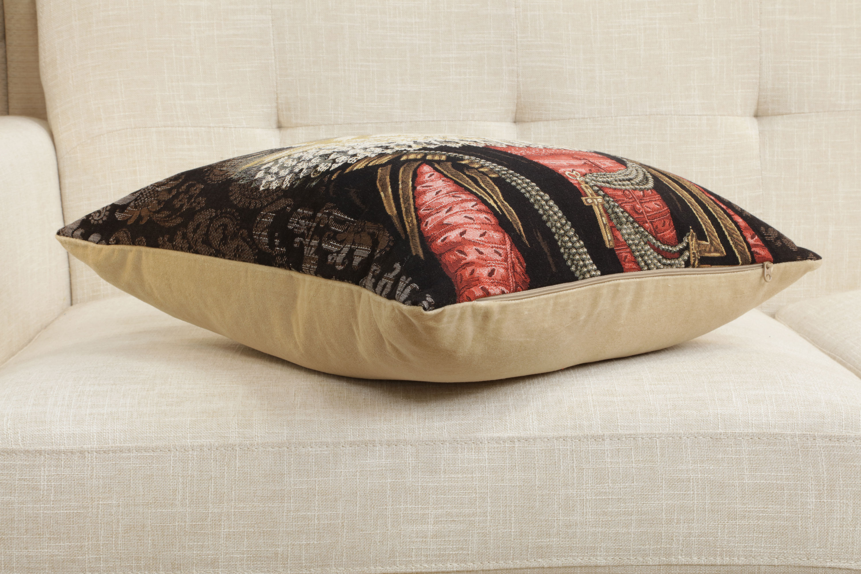 Decorative Cat Belgian Tapestry Pillow Cover 18x18 Inch Cotton Jacquard Woven Cushion Cover