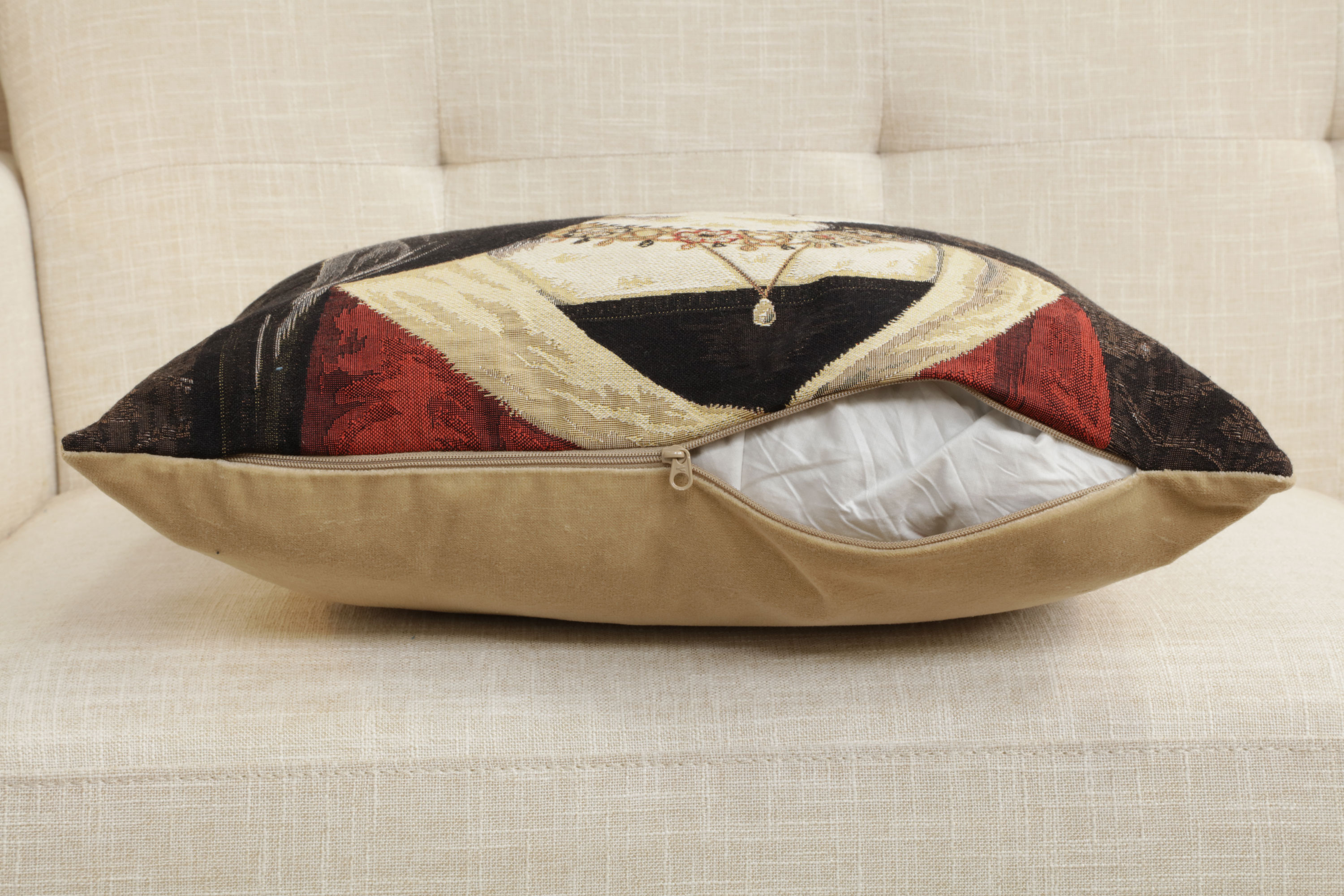 Cat with Hat Belgian Tapestry Pillow Cover 18x18 Inch Cotton Jacquard Woven Cushion Cover