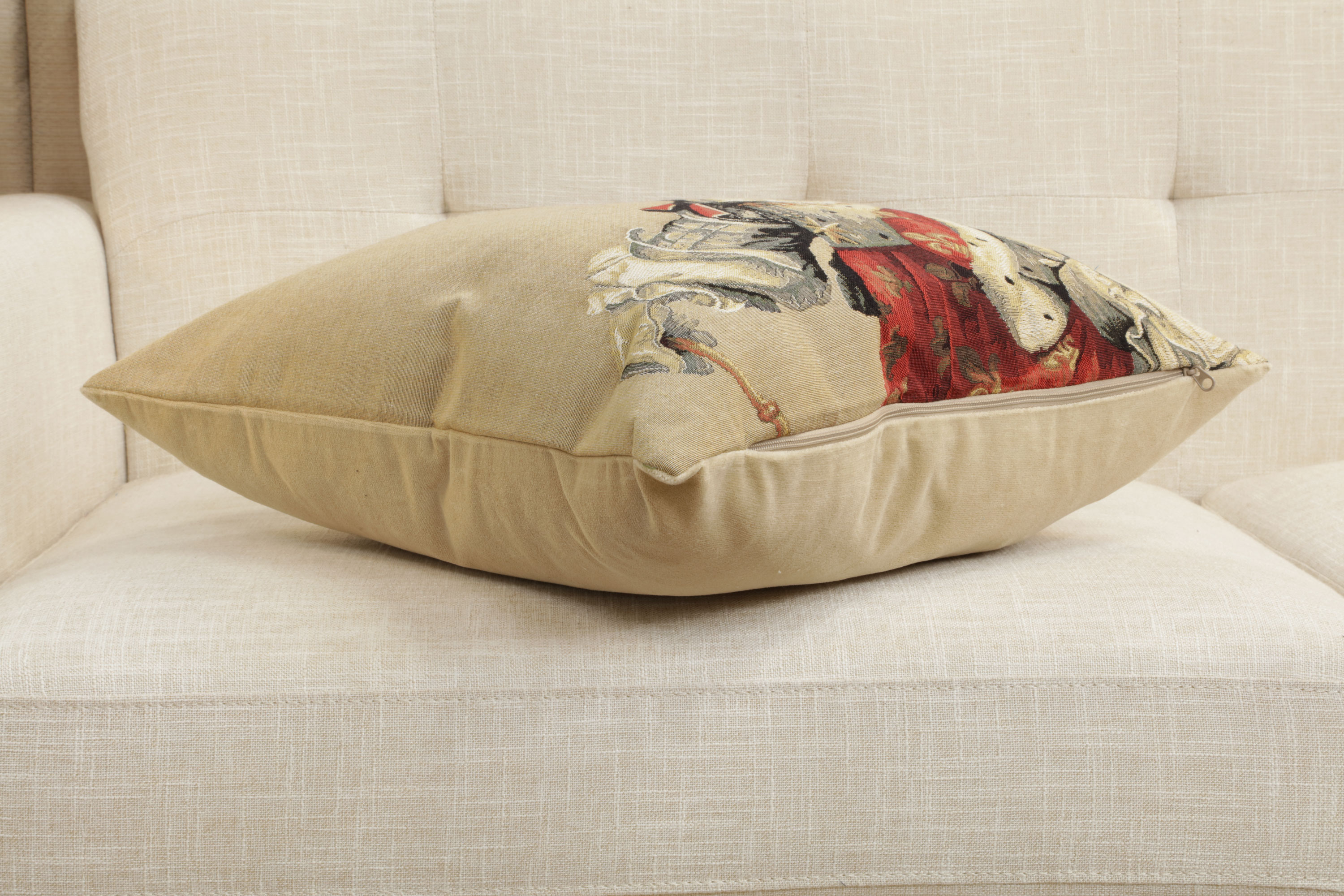 Chien Napoleon Chien Louis XIV Tapestry Pillow Cover 18x18 Inch Cotton Jacquard Woven Cushion Cover