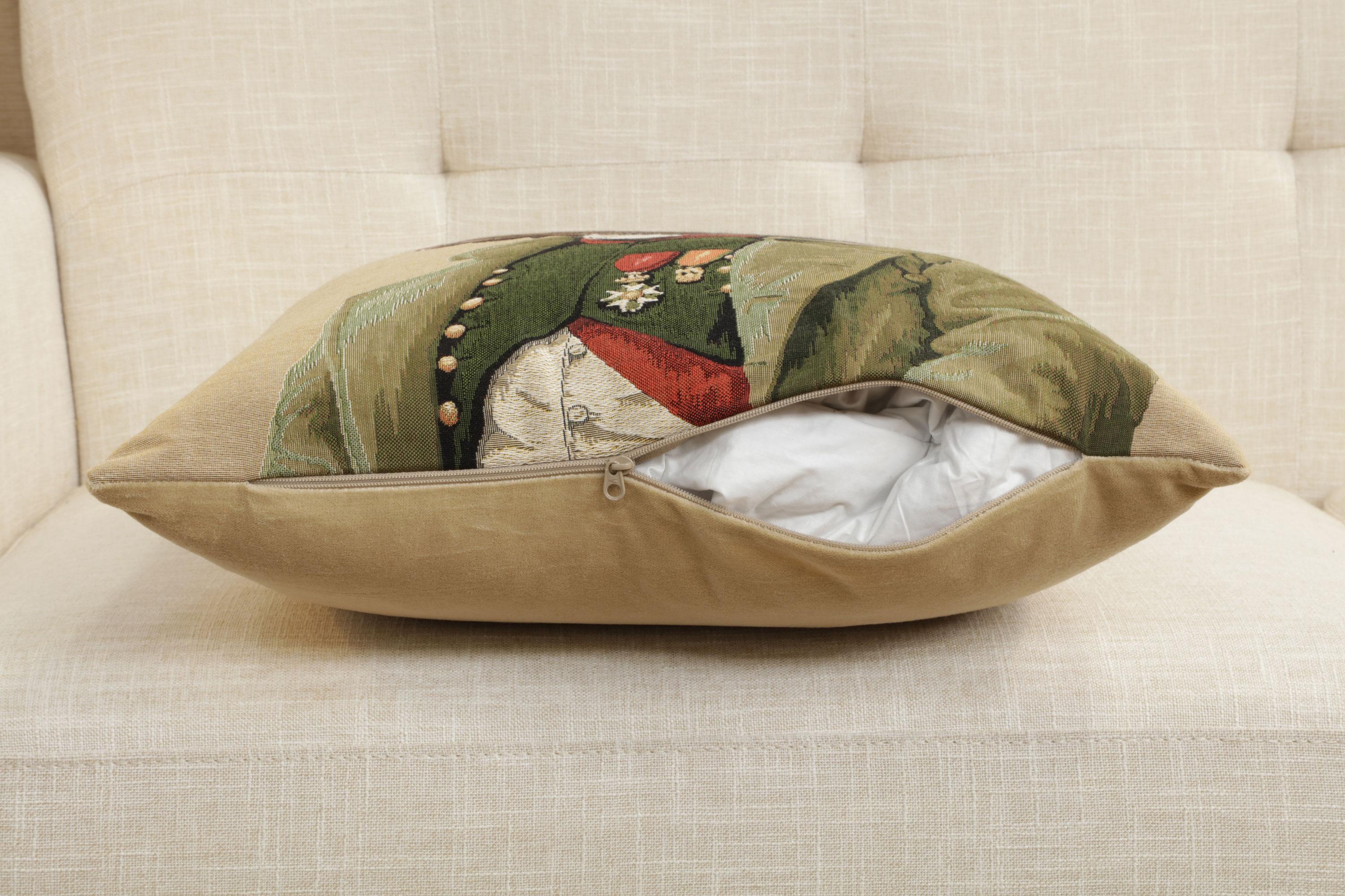 Napoleon Chien Tapestry Pillow Cover 18x18 Inch Cotton Jacquard Woven Cushion Cover