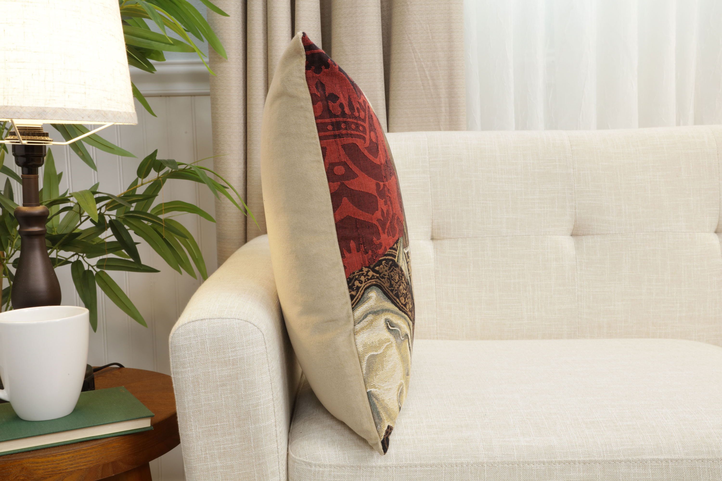 Chien Napoleon Francois Premier Tapestry Pillow Cover 18x18 Inch Cotton Jacquard Woven Cushion Cover