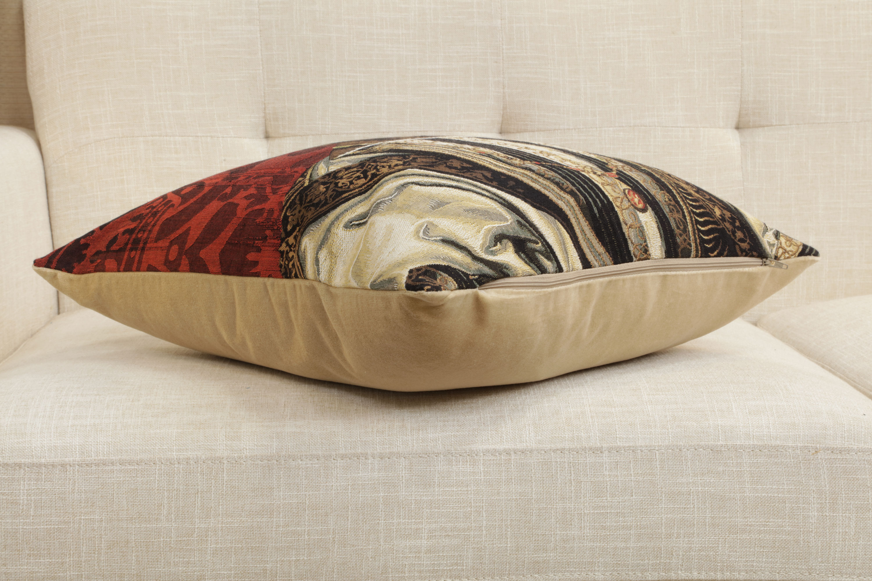Chien Napoleon Francois Premier Tapestry Pillow Cover 18x18 Inch Cotton Jacquard Woven Cushion Cover