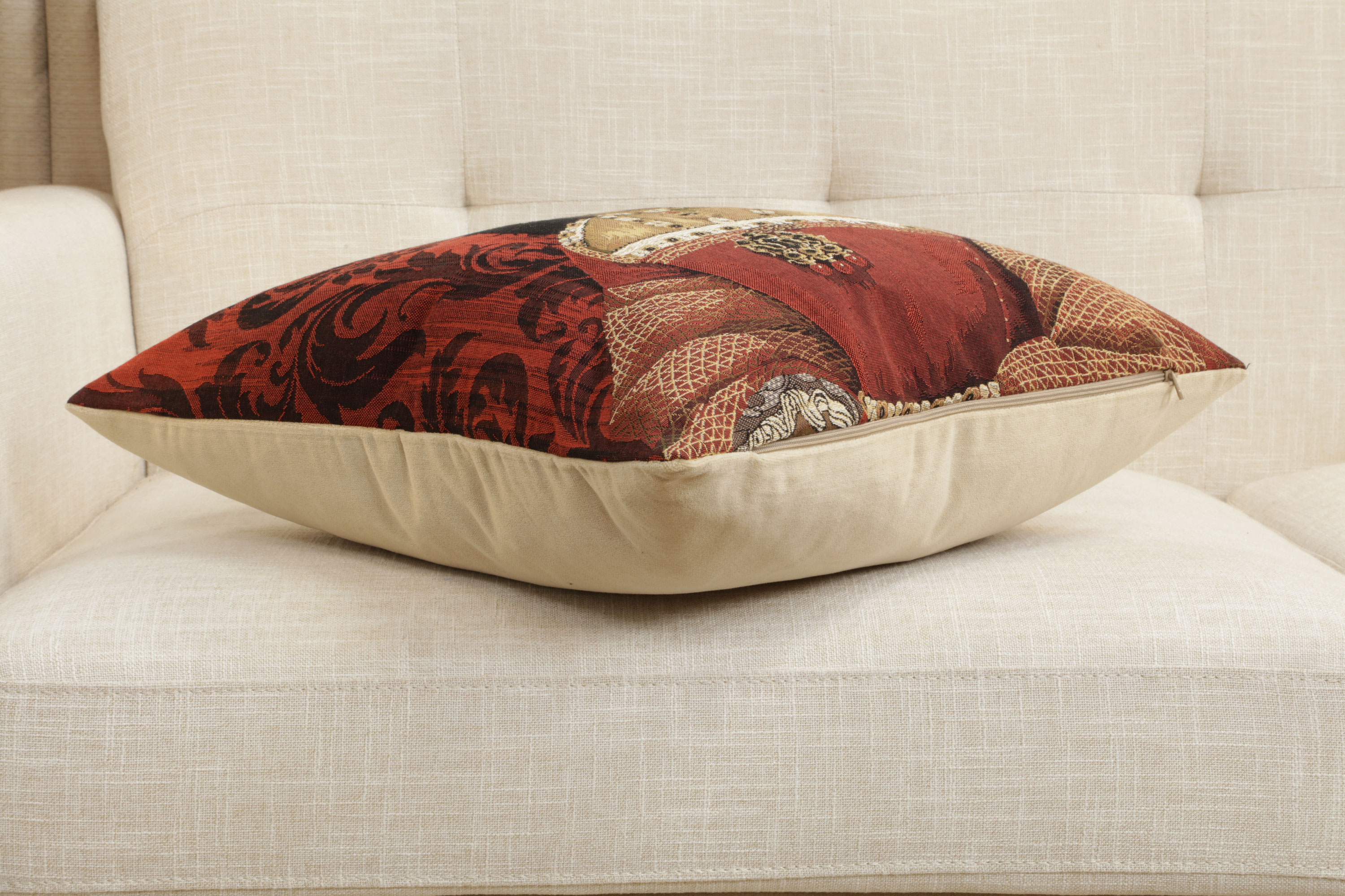Chien Napoleon Claude de France Tapestry Pillow Cover 18x18 Inch Cotton Jacquard Woven Cushion Cover