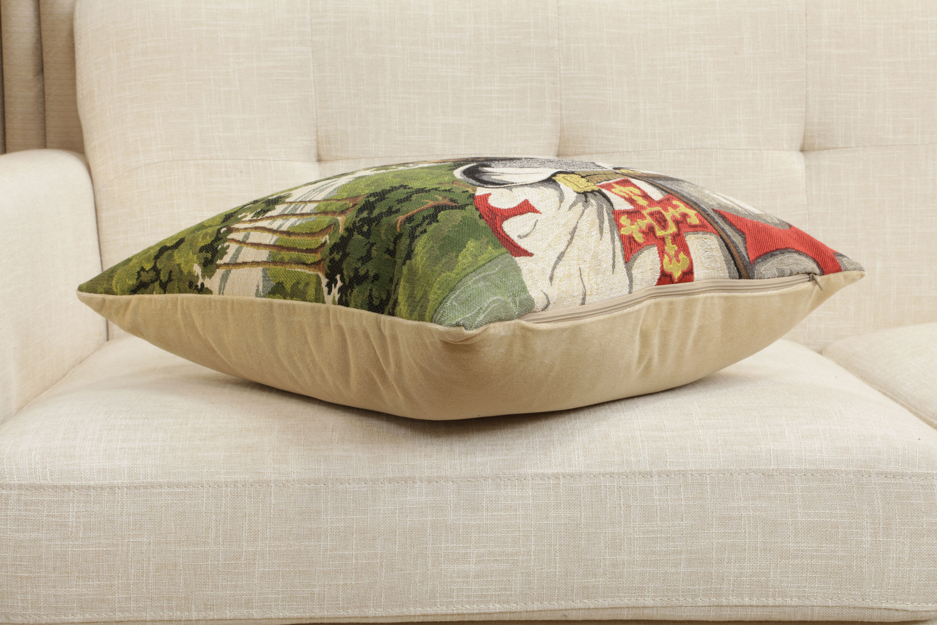 Chien Napoleon Lancelot Tapestry Pillow Cover 18x18 Inch Cotton Jacquard Woven Cushion Cover