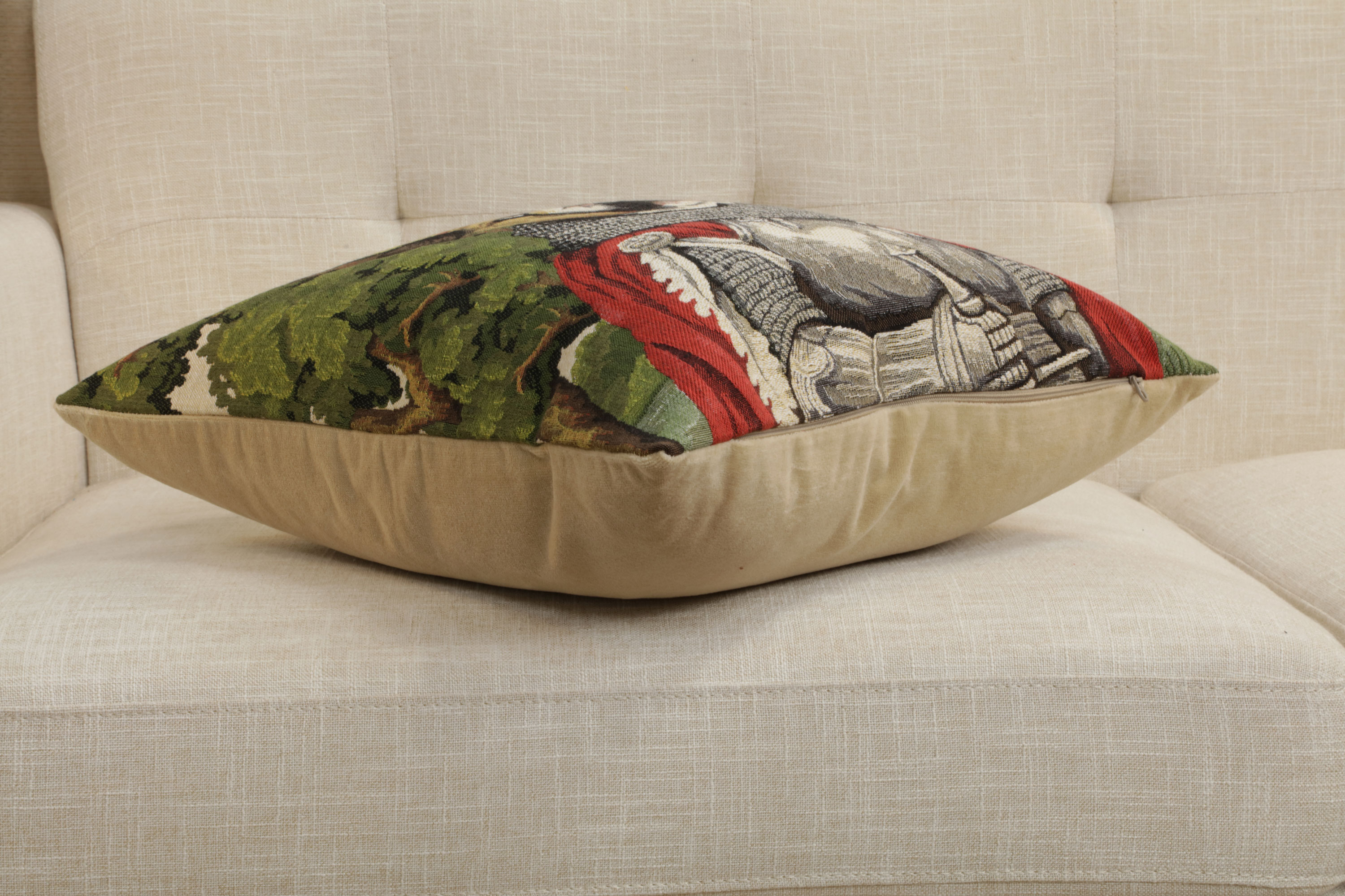 Chien Napoleon Arthur Tapestry Pillow Cover 18x18 Inch Cotton Jacquard Woven Cushion Cover