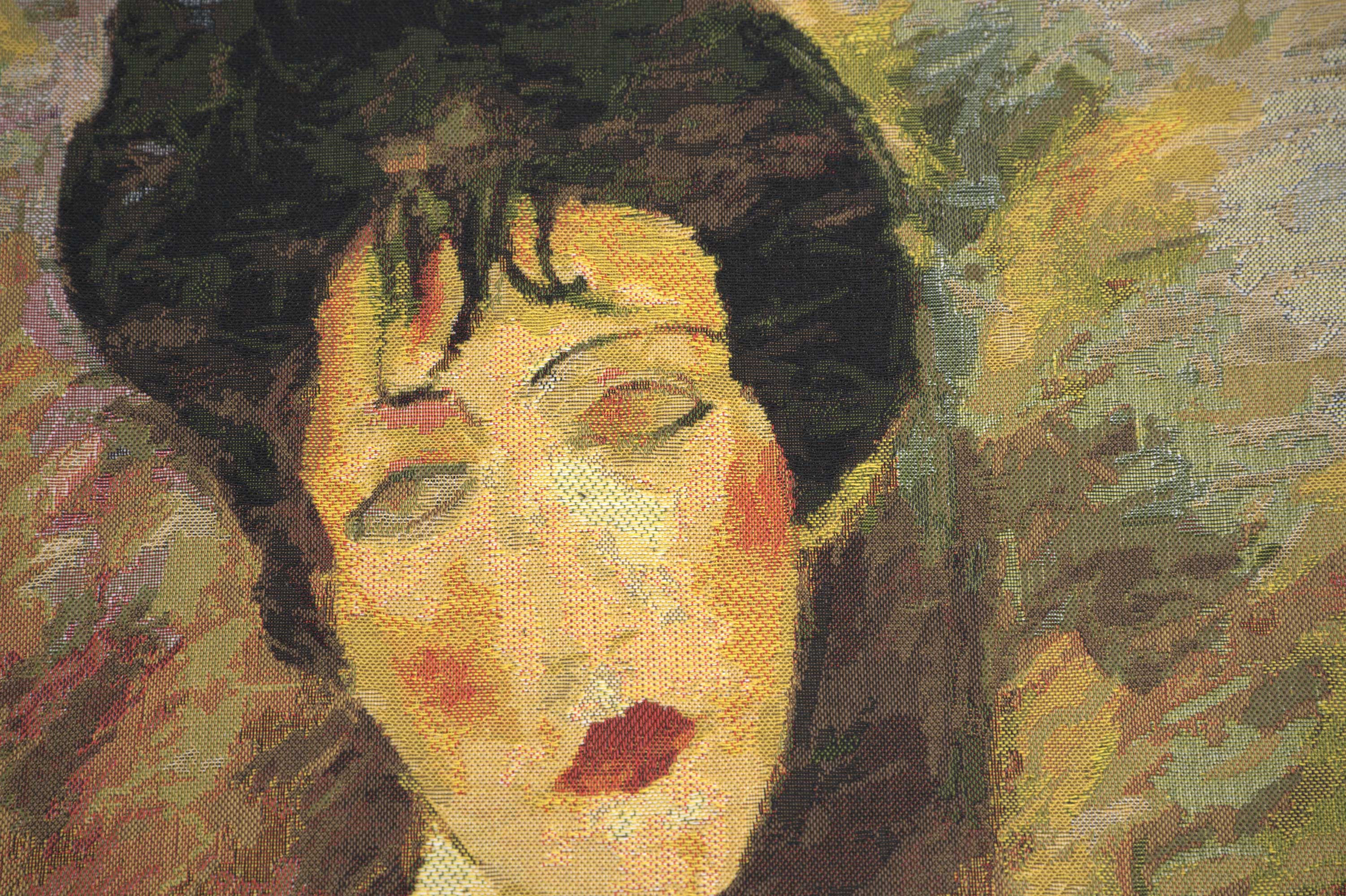 Amedeo Modigliani Woman with Tie Tapestry Pillow Cover 18x18 Inch Cotton Jacquard Woven Cushion Cover