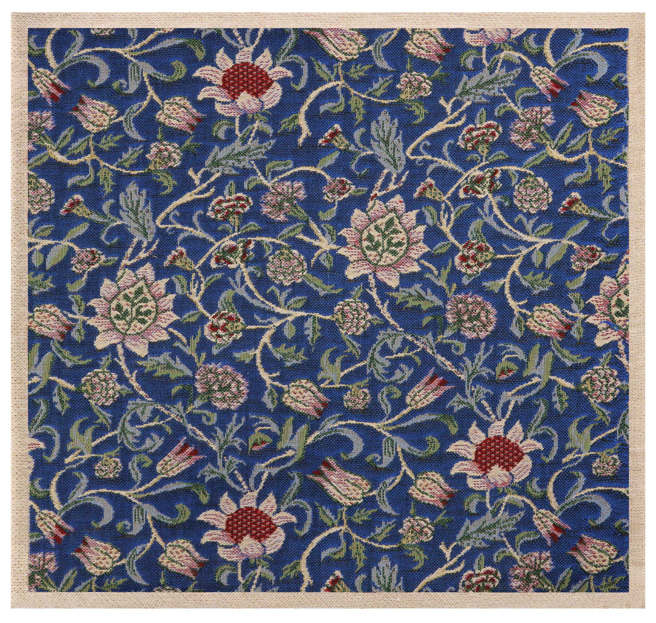 Royal Blue Belgian Tapestry Pillow Cover 16x16 inch Cotton Jacquard Woven Cushion Cover