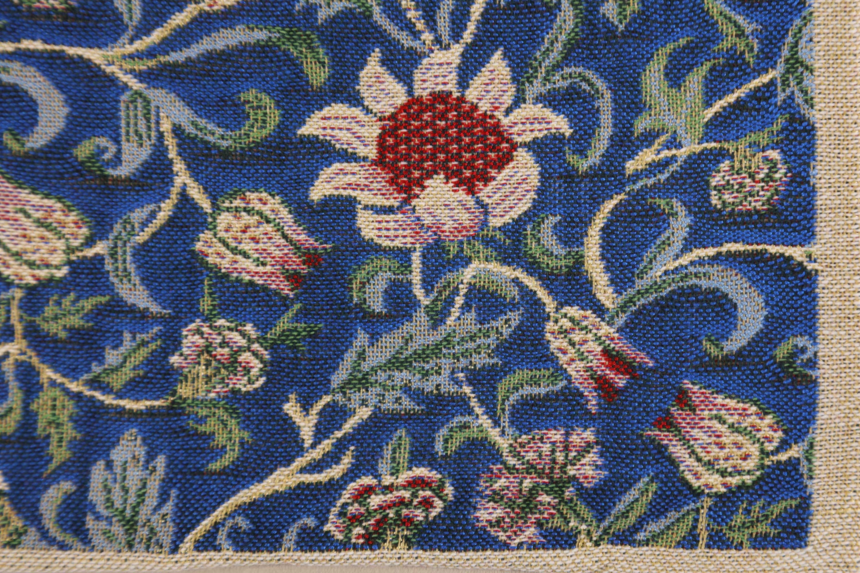 Royal Blue Belgian Tapestry Pillow Cover 16x16 inch Cotton Jacquard Woven Cushion Cover