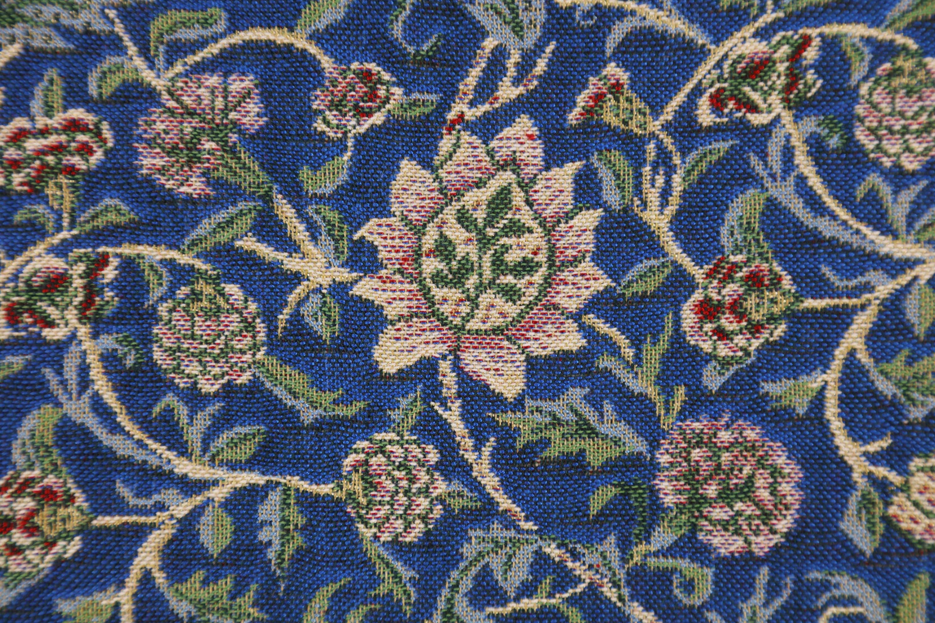 Royal Blue Belgian Tapestry Pillow Cover 16x16 inch Cotton Jacquard Woven Cushion Cover