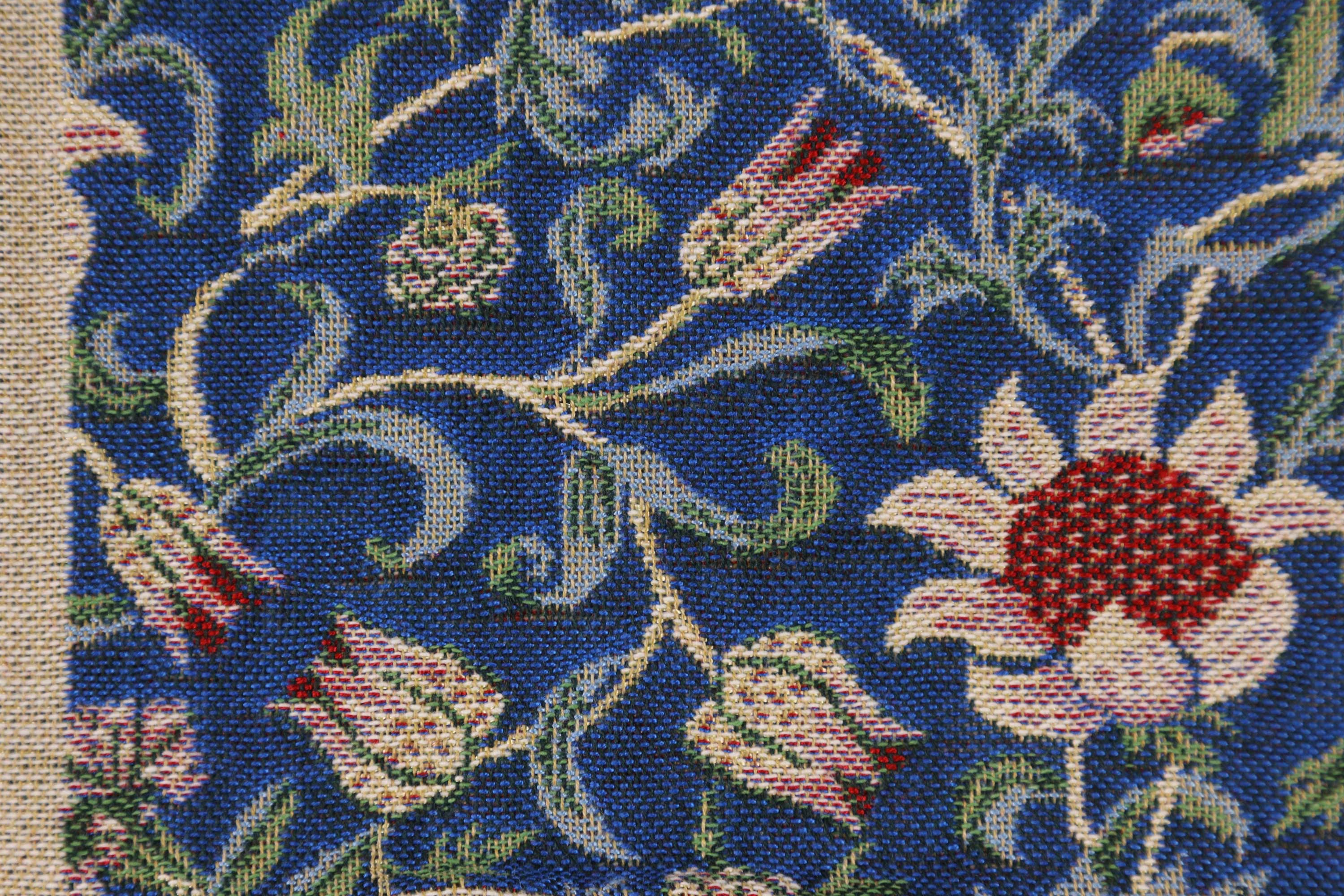 Royal Blue Belgian Tapestry Pillow Cover 16x16 inch Cotton Jacquard Woven Cushion Cover