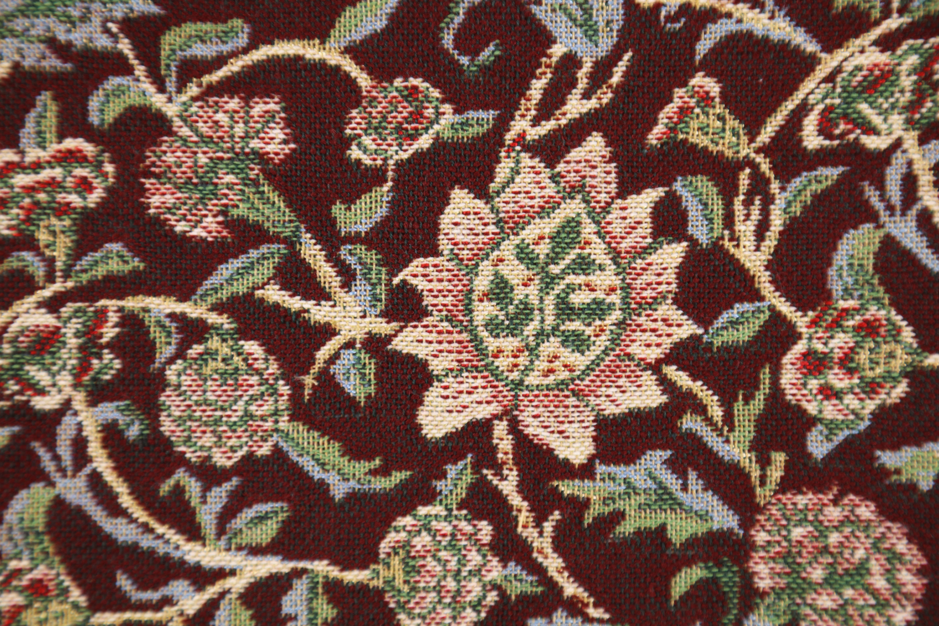 Damson Blue Belgian Tapestry Pillow Cover 16x16 inch Cotton Jacquard Woven Cushion Cover