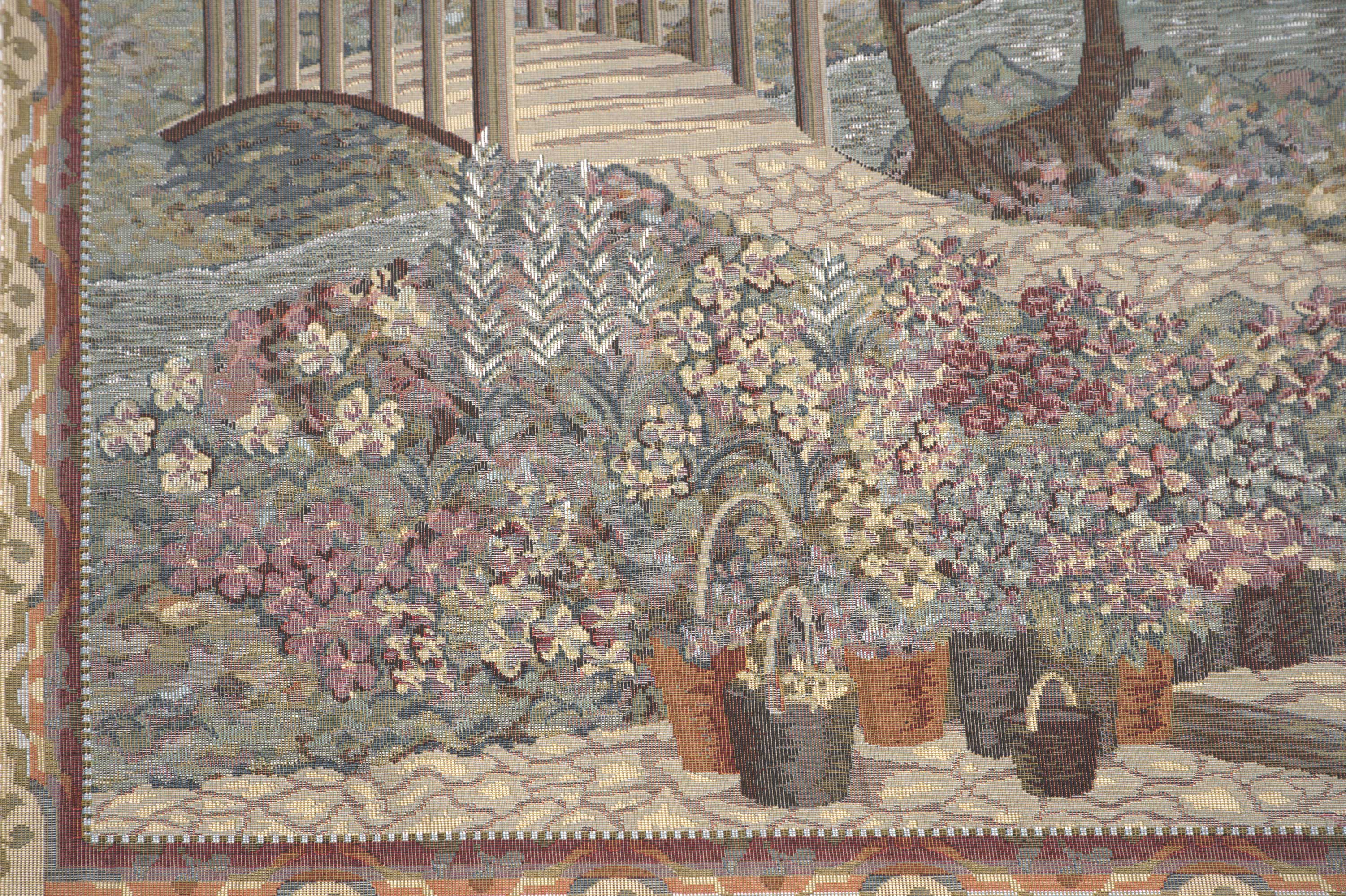 Busy Gardener of Eden Tapestry Wall Hanging 27x49 Inch Cotton Jacquard Woven Wall Tapestry