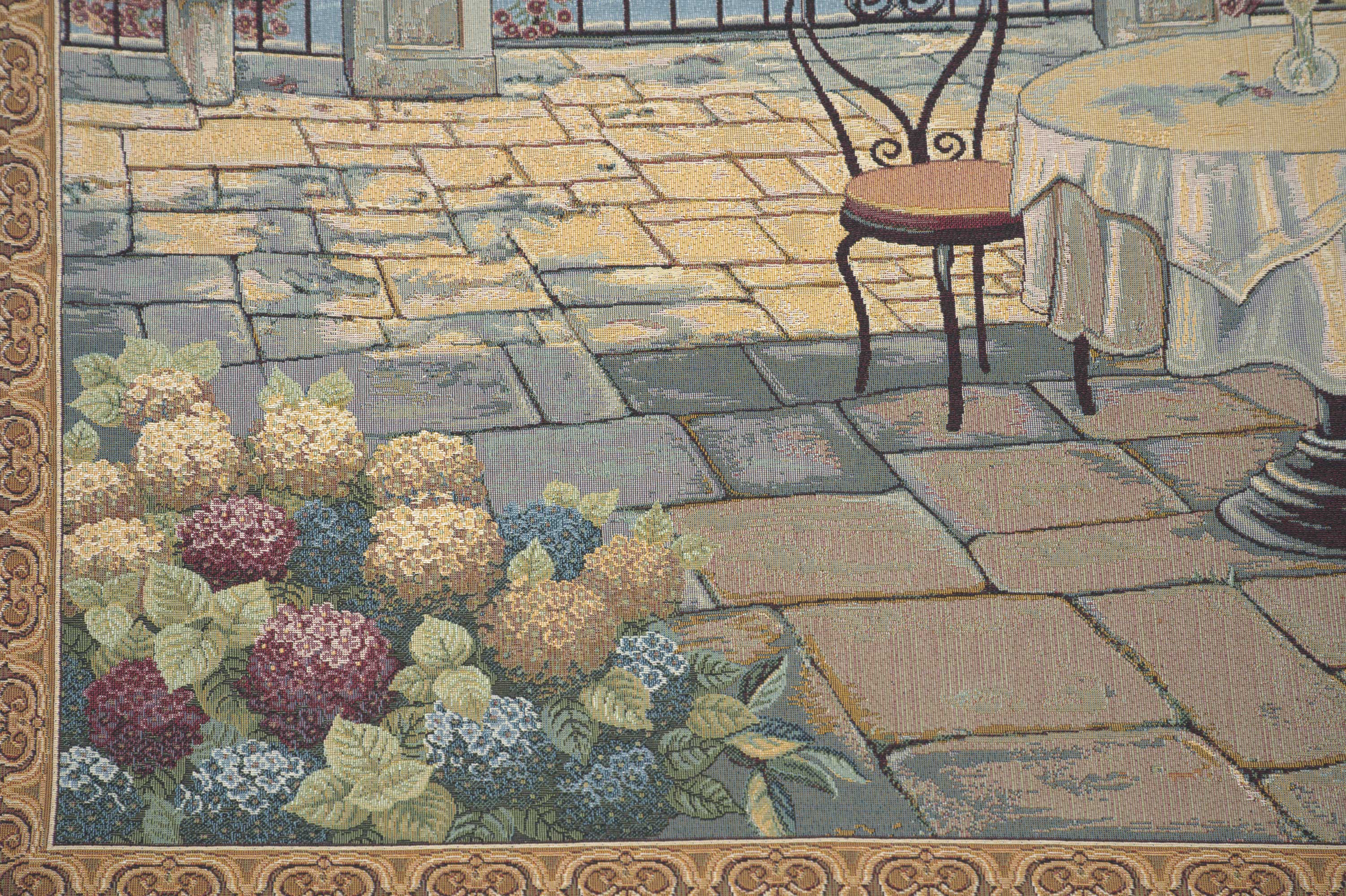 Alberto Passini Cafe de la Como Italian Tapestry Wall Hanging 35x52 Inch Cotton Jacquard Woven Wall Tapestry