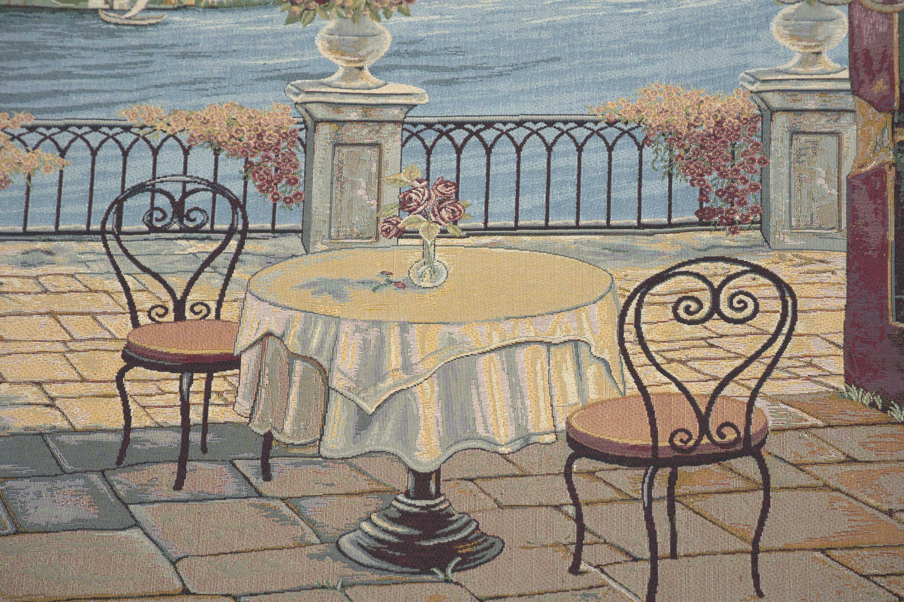 Alberto Passini Cafe de la Como Italian Tapestry Wall Hanging 35x52 Inch Cotton Jacquard Woven Wall Tapestry