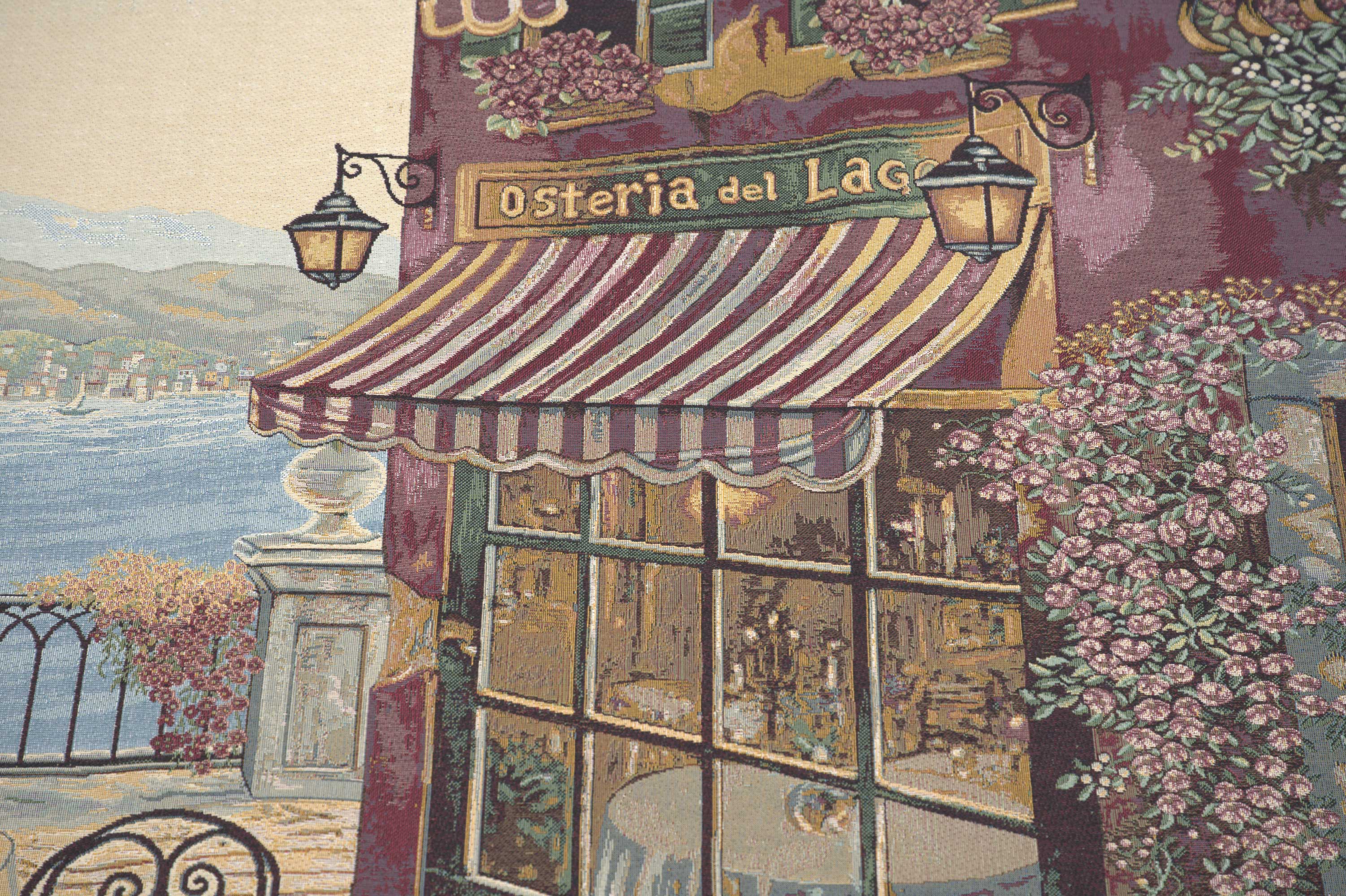 Alberto Passini Cafe de la Como Italian Tapestry Wall Hanging 35x52 Inch Cotton Jacquard Woven Wall Tapestry