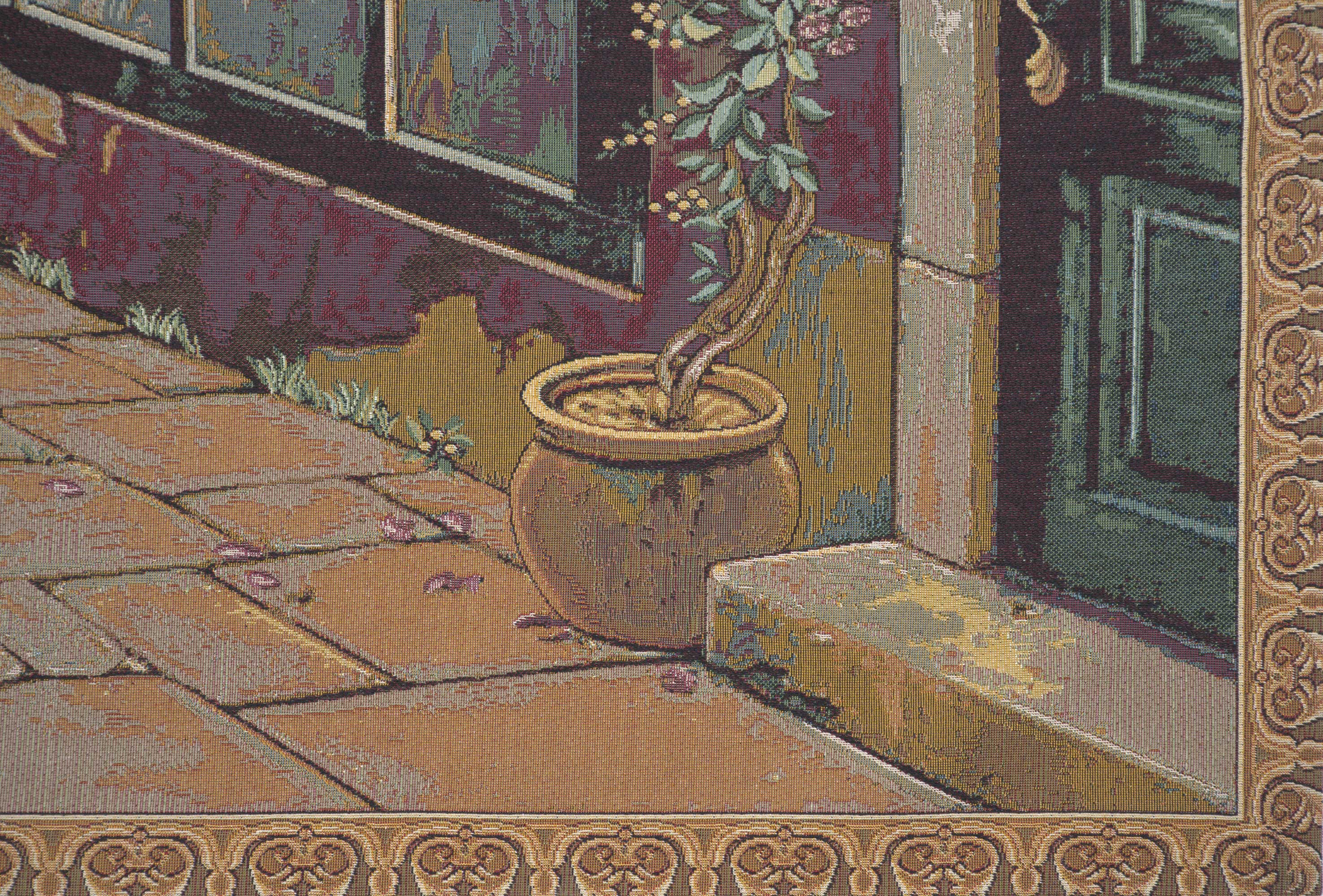 Alberto Passini Cafe de la Como Italian Tapestry Wall Hanging 35x52 Inch Cotton Jacquard Woven Wall Tapestry