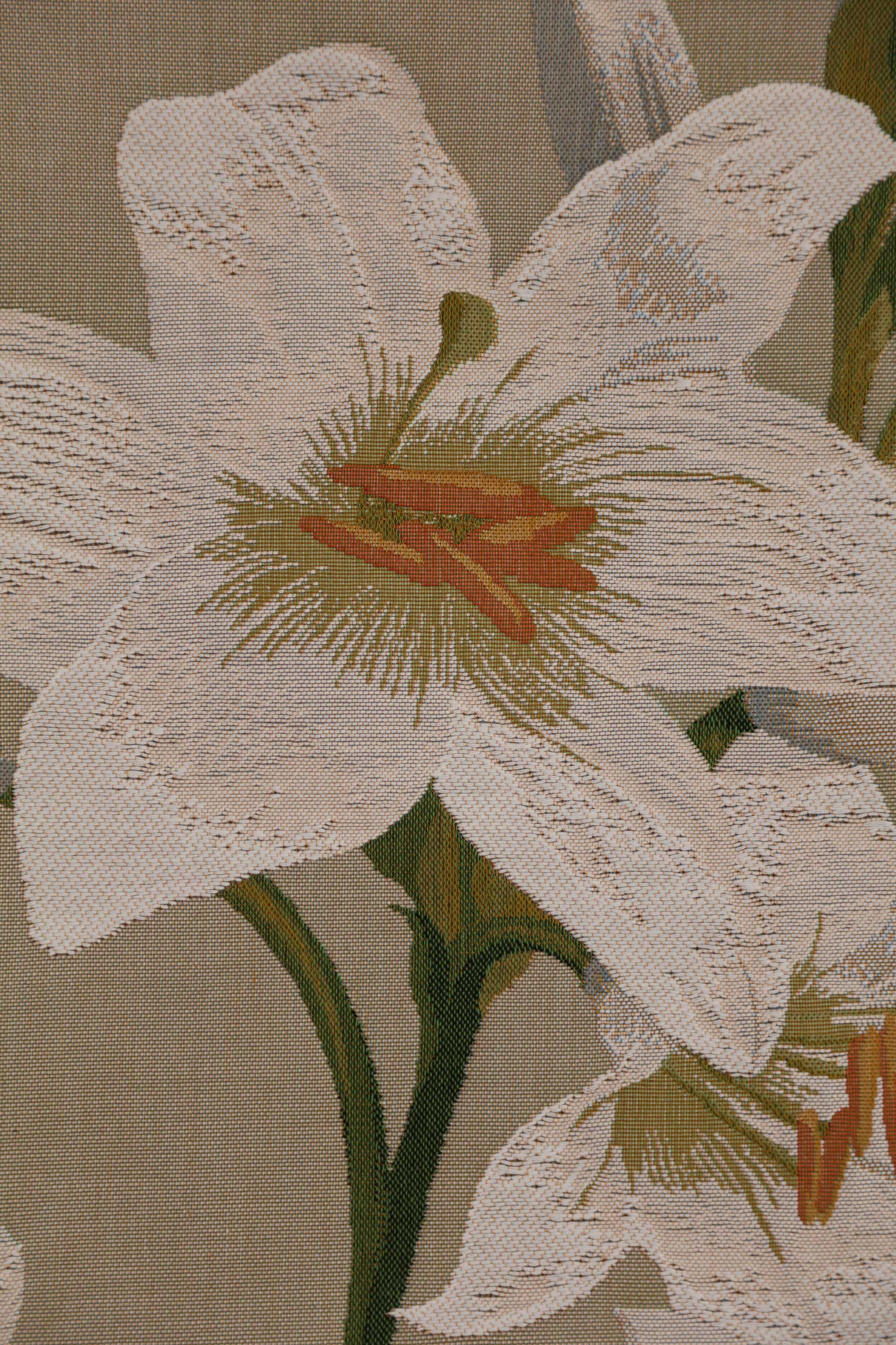 Lily Flower French Tapestry Wall Hanging 34x18 Inch Cotton Jacquard Woven Wall Tapestry
