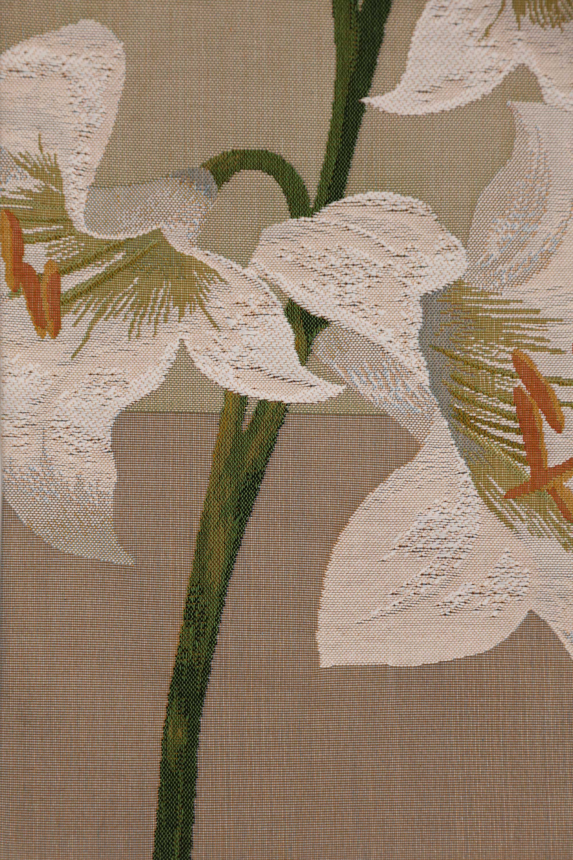 Lily Flower French Tapestry Wall Hanging 34x18 Inch Cotton Jacquard Woven Wall Tapestry