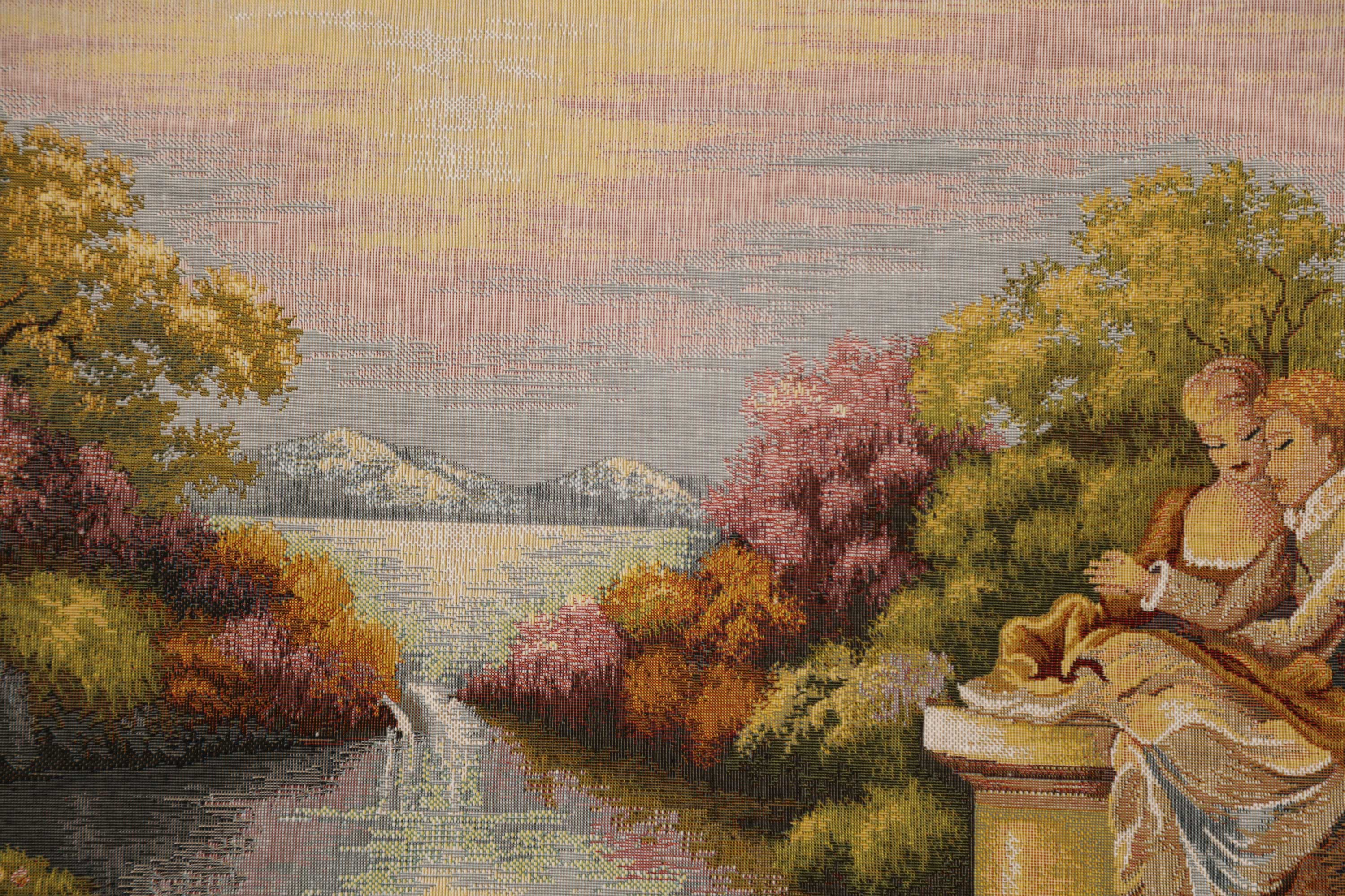 Claude Monet Ali Iris Garden Vintage Tapestry Wall Hanging 27 x 29 in