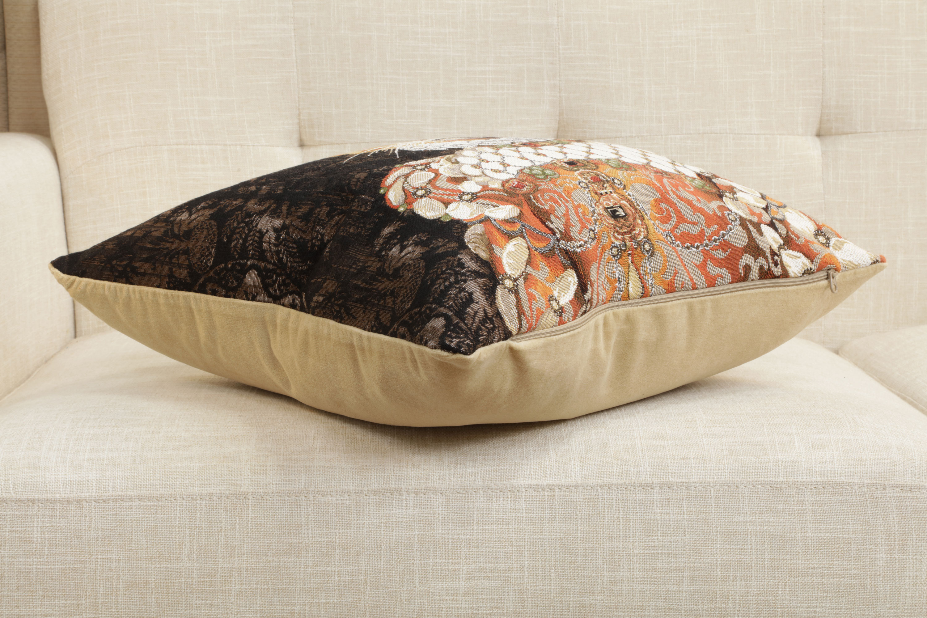 Ginger Cat Sisi Belgian Tapestry Pillow Cover 18x18 Inch Cotton Jacquard Woven Cushion Cover