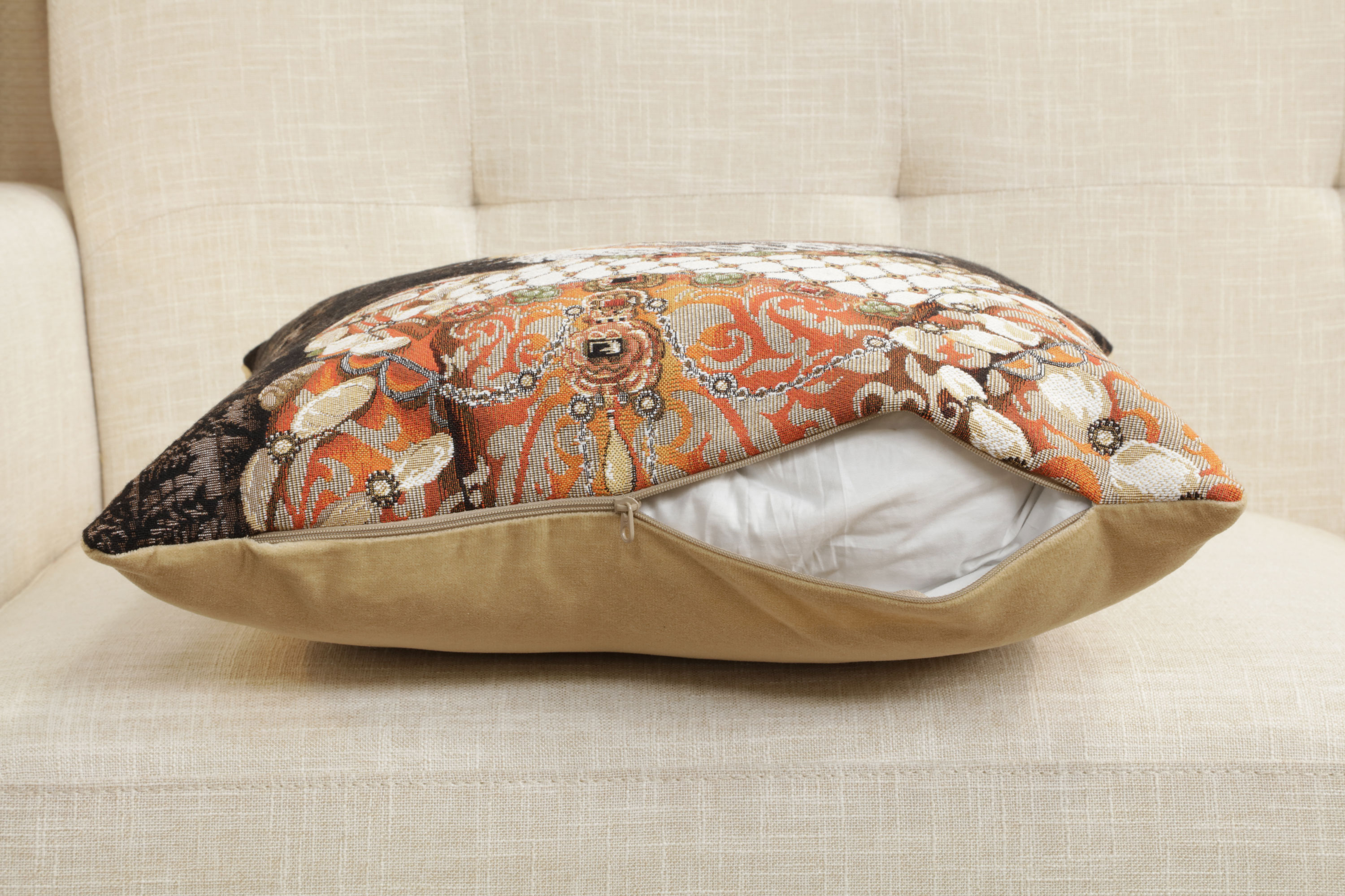 Ginger Cat Sisi Belgian Tapestry Pillow Cover 18x18 Inch Cotton Jacquard Woven Cushion Cover