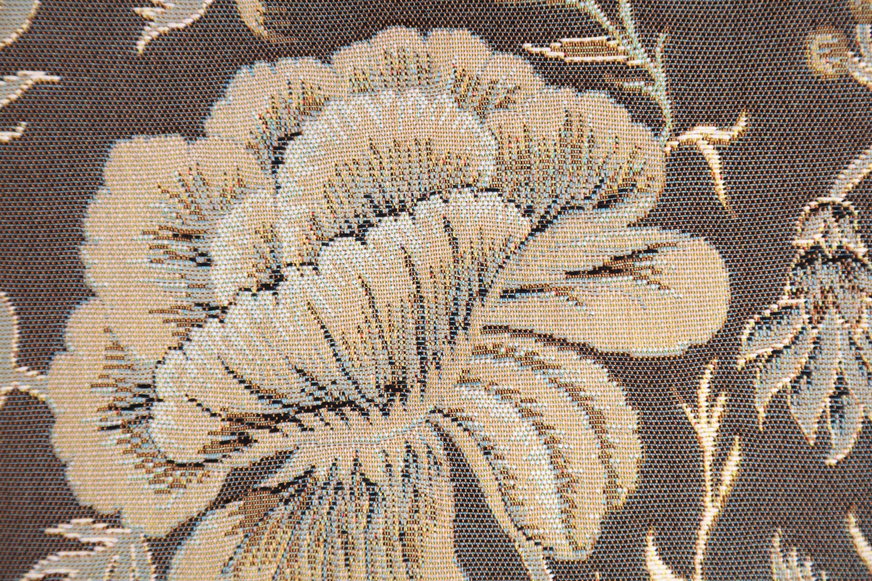 Floral Peony Grey A Tapestry Pillow Cover 19x19 Inch Cotton Jacquard Woven Cushion Cover