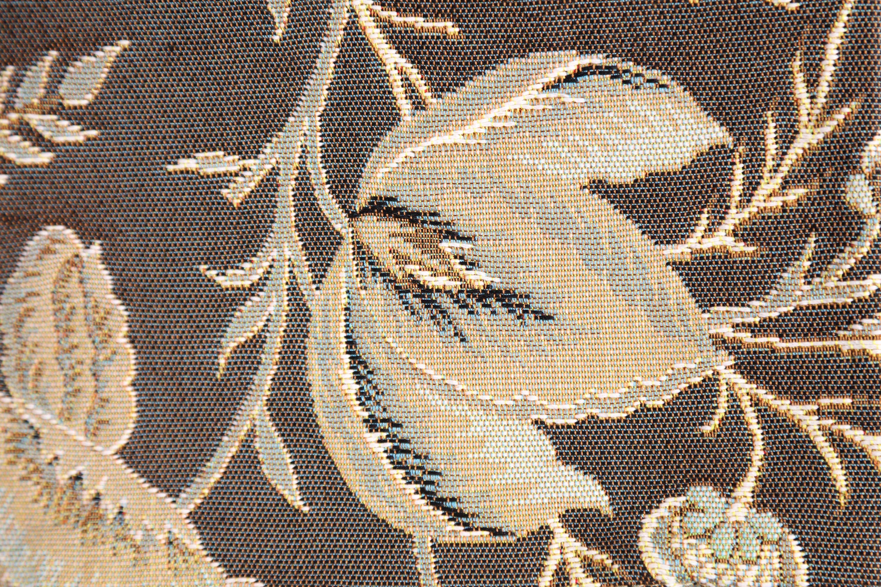 Floral Peony Grey A Tapestry Pillow Cover 19x19 Inch Cotton Jacquard Woven Cushion Cover