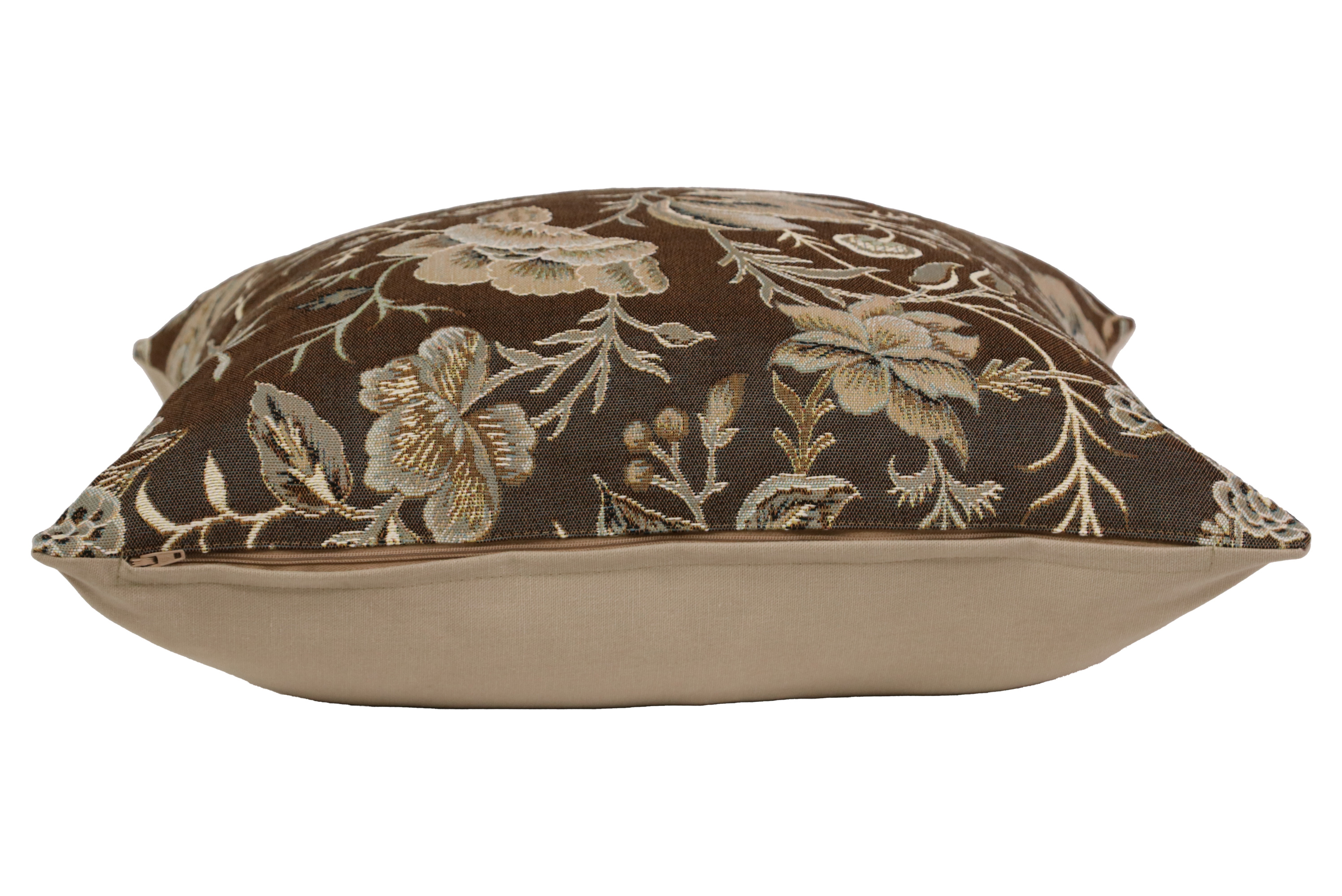 Floral Peony Grey B Tapestry Pillow Cover 19x19 Inch Cotton Jacquard Woven Cushion Cover