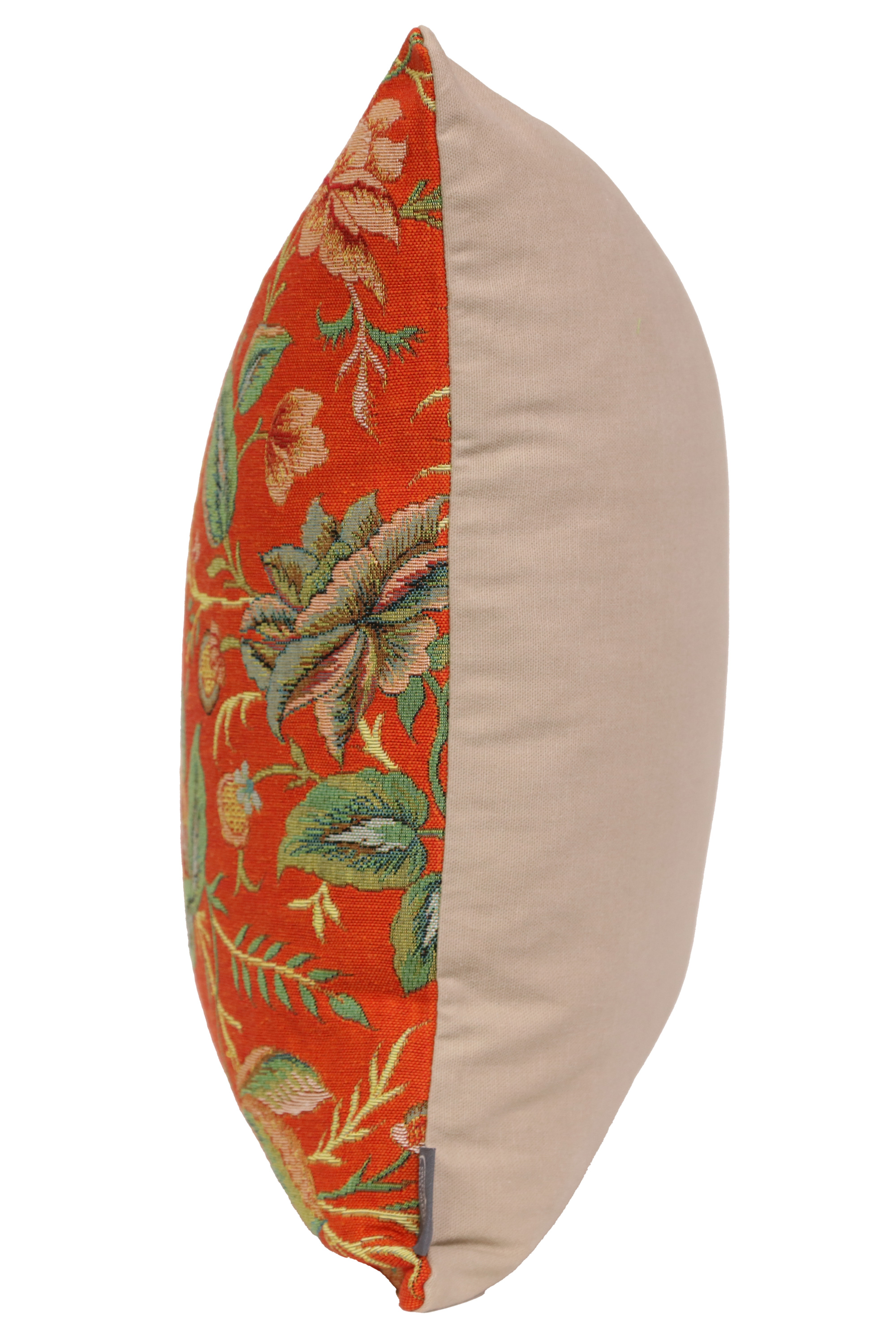 Floral Peony Orange A Tapestry Pillow Cover 19x19 Inch Cotton Jacquard Woven Cushion Cover