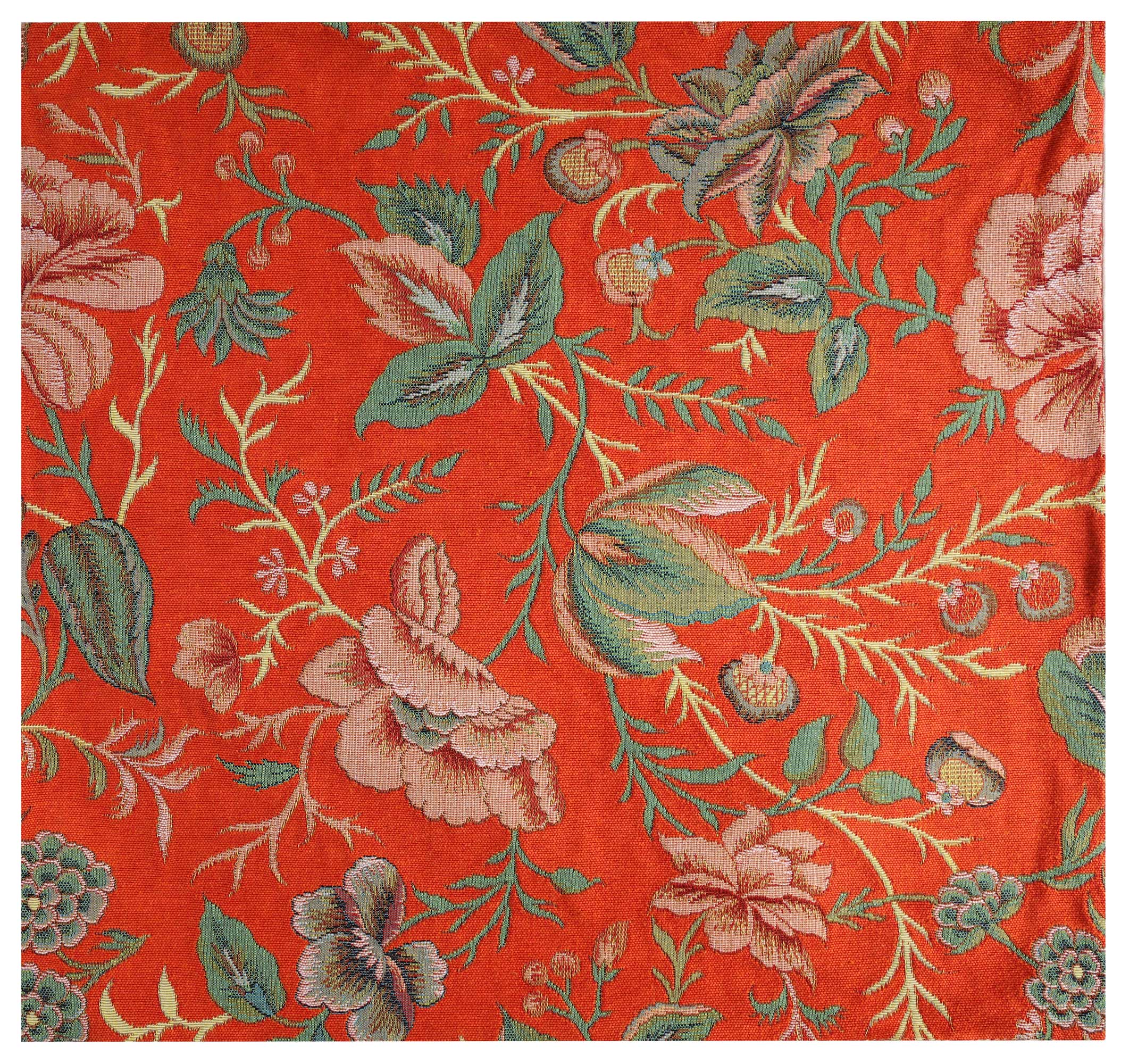 Floral Peony Orange B Tapestry Pillow Cover 19x19 Inch Cotton Jacquard Woven Cushion Cover