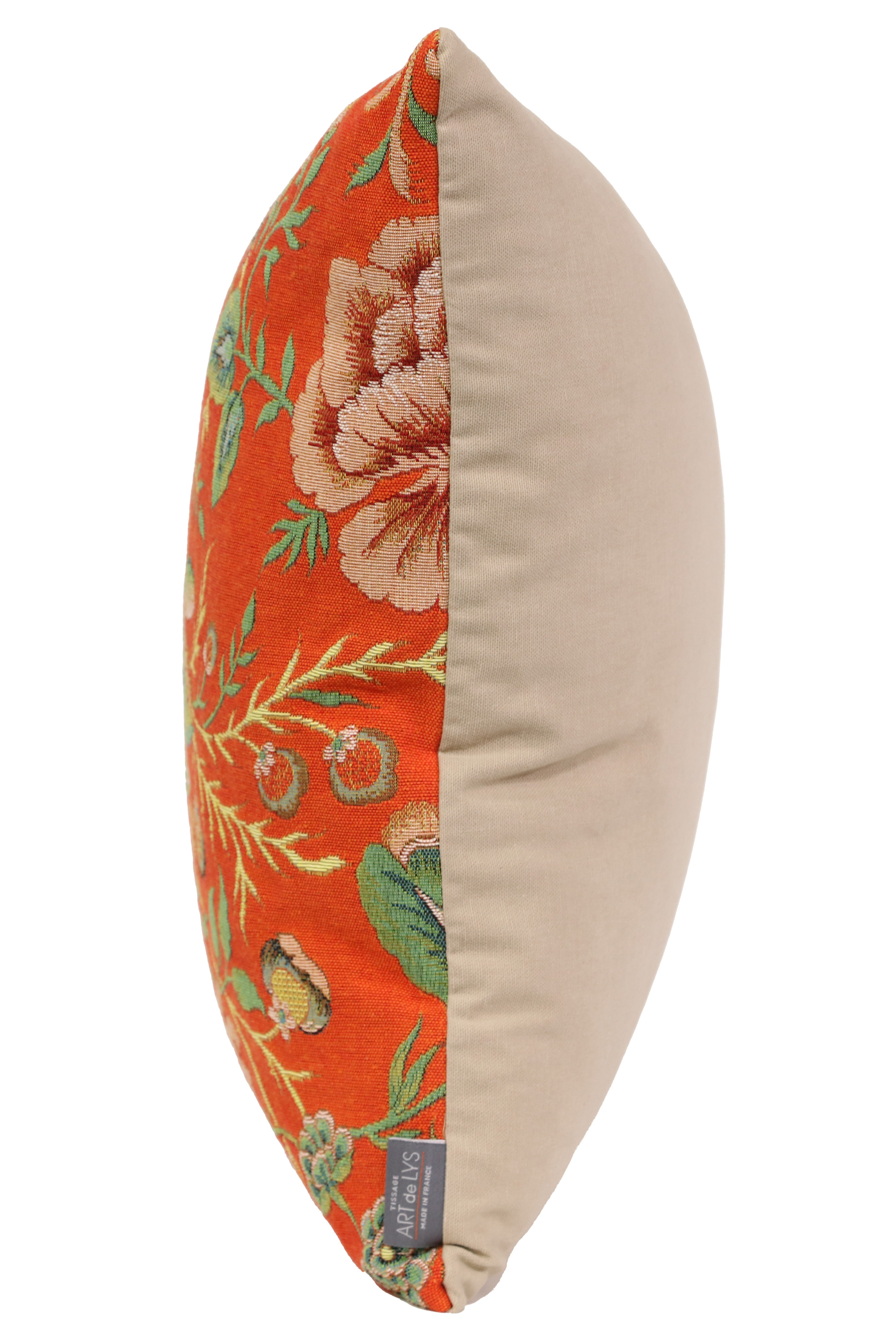 Floral Peony Orange B Tapestry Pillow Cover 19x19 Inch Cotton Jacquard Woven Cushion Cover