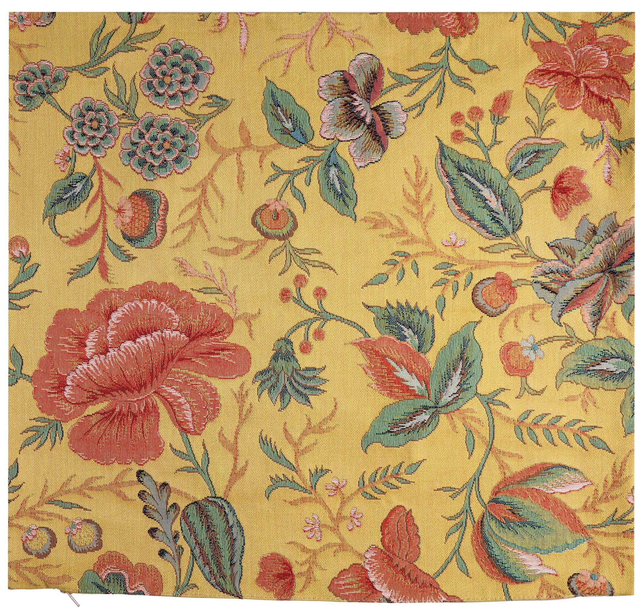 Floral Peony Yellow A Tapestry Pillow Cover 19x19 Inch Cotton Jacquard Woven Cushion Cover