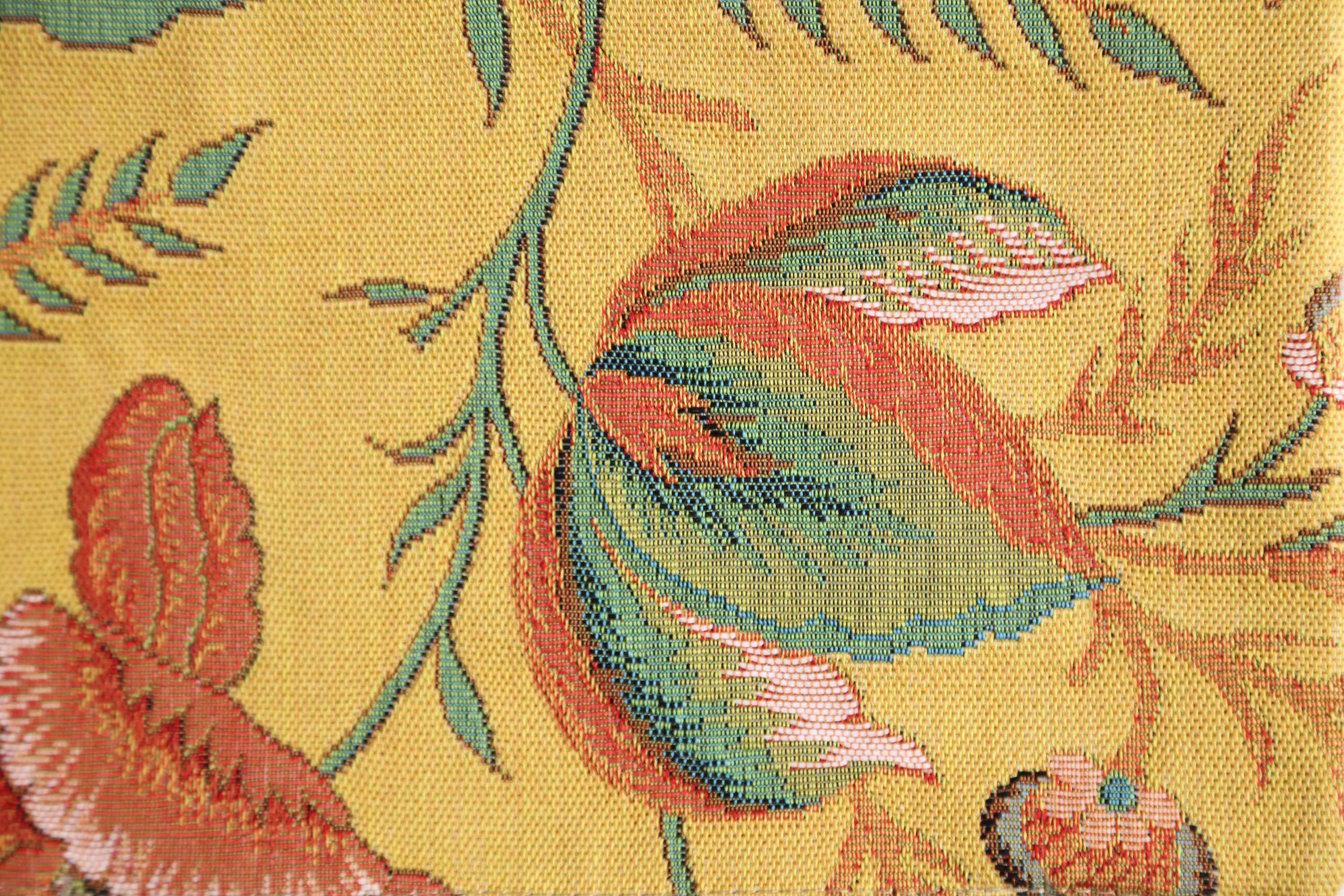 Floral Peony Yellow A Tapestry Pillow Cover 19x19 Inch Cotton Jacquard Woven Cushion Cover