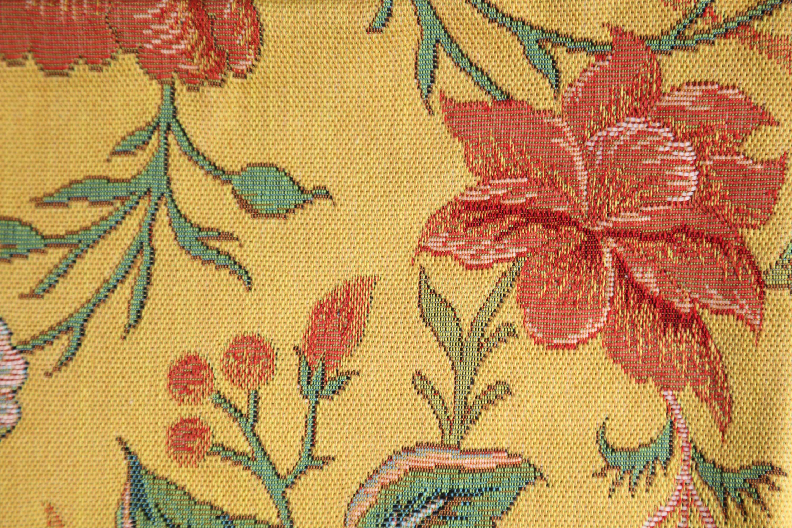 Floral Peony Yellow A Tapestry Pillow Cover 19x19 Inch Cotton Jacquard Woven Cushion Cover