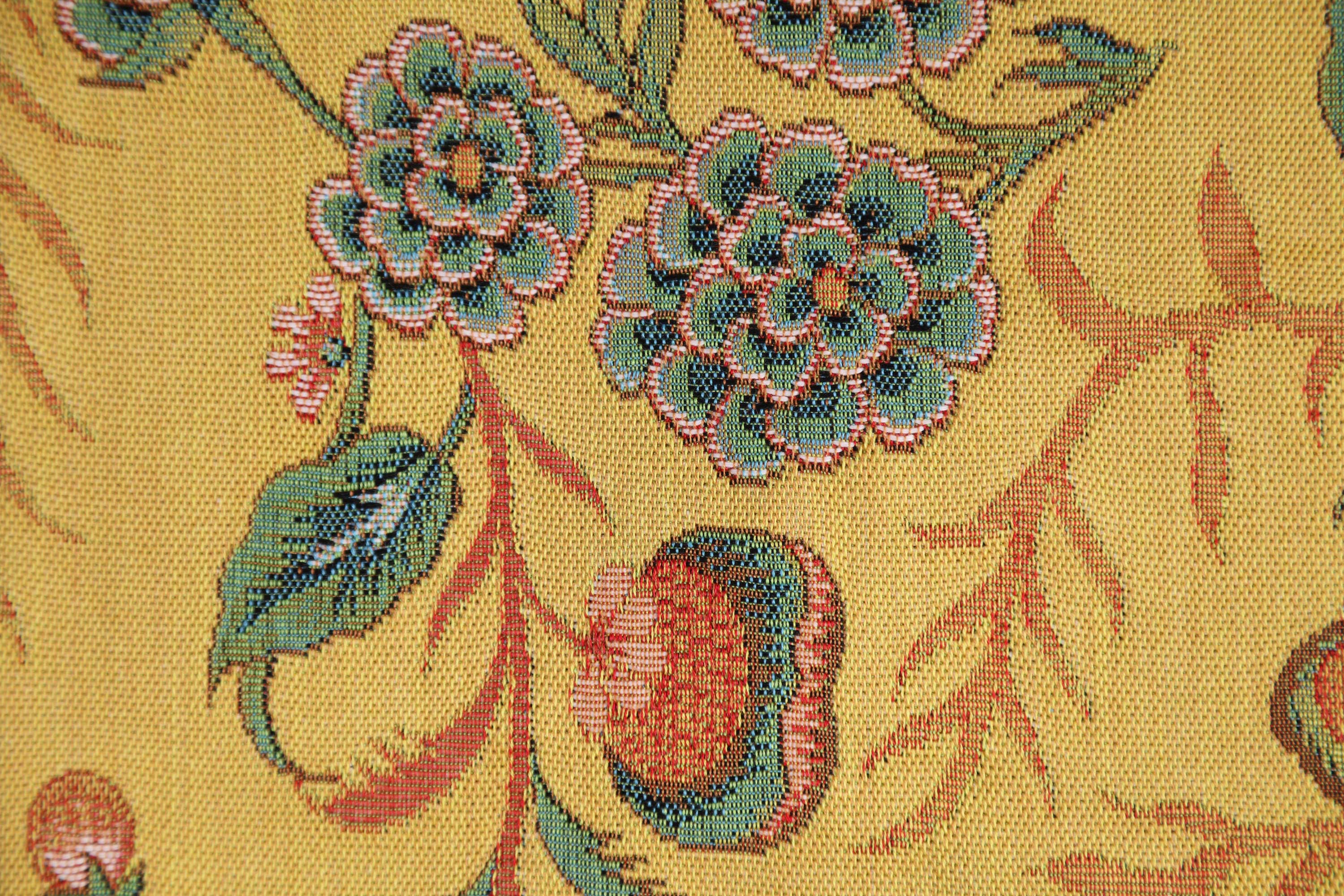 Floral Peony Yellow A Tapestry Pillow Cover 19x19 Inch Cotton Jacquard Woven Cushion Cover