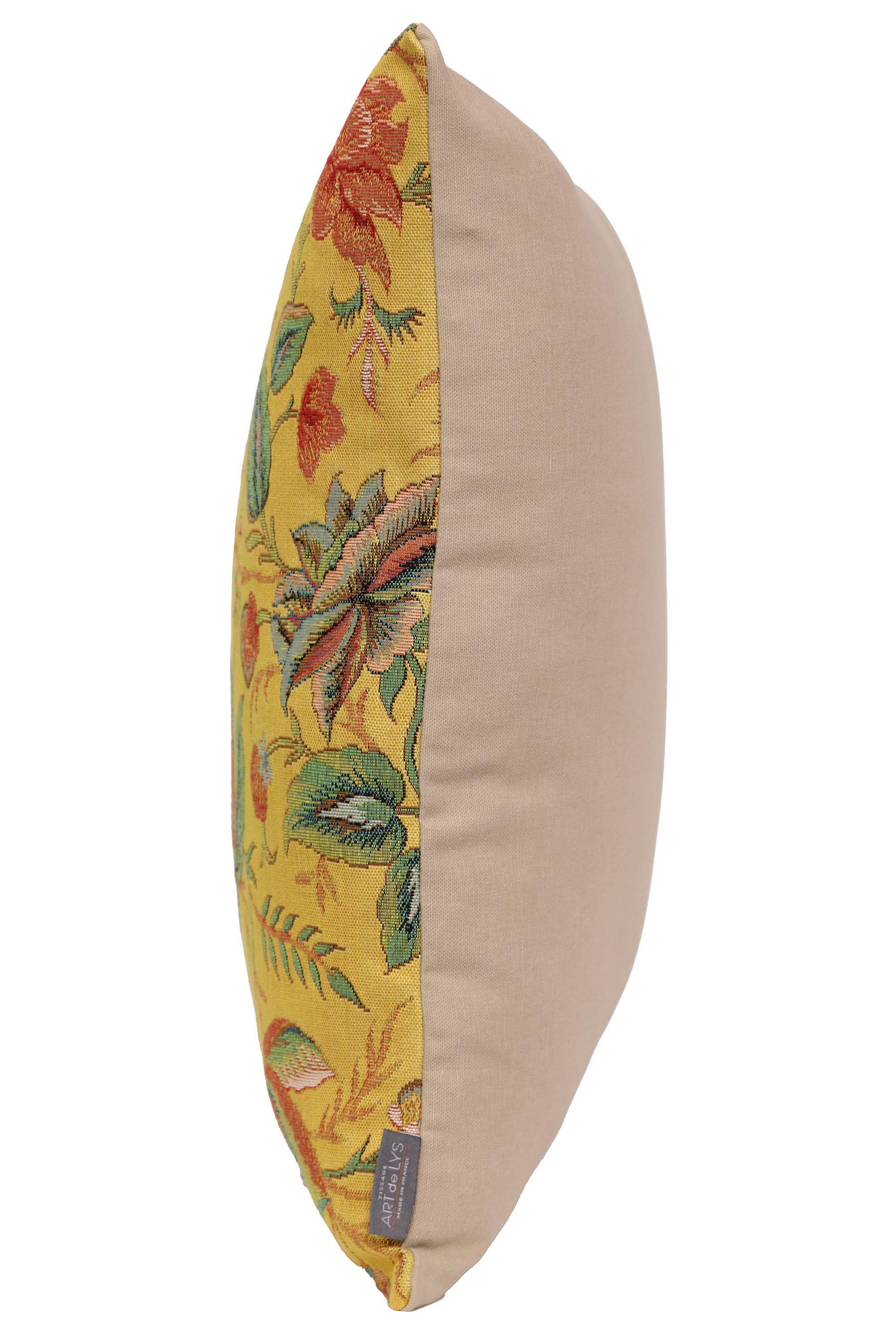 Floral Peony Yellow A Tapestry Pillow Cover 19x19 Inch Cotton Jacquard Woven Cushion Cover