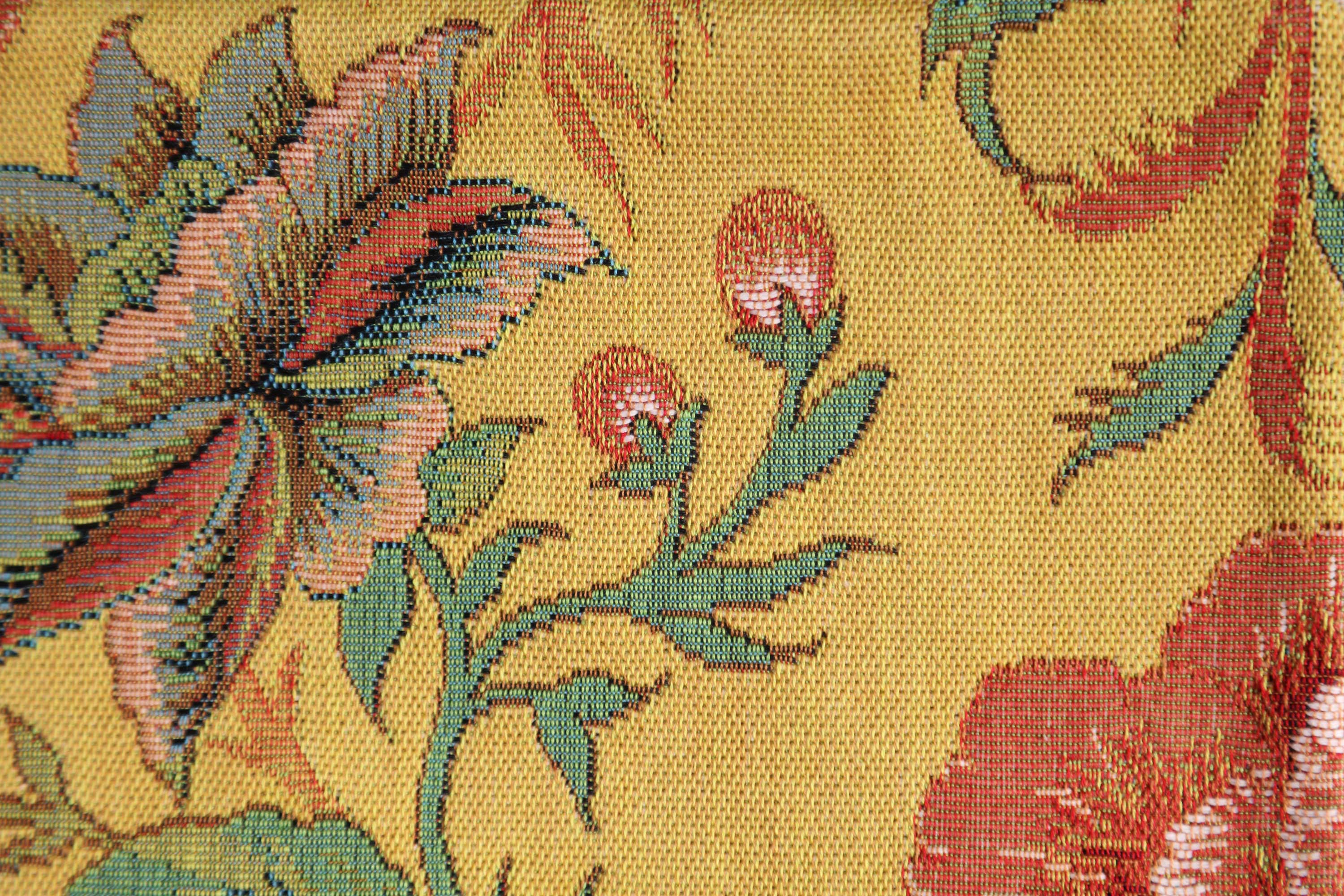 Floral Peony Yellow B Tapestry Pillow Cover 19x19 Inch Cotton Jacquard Woven Cushion Cover