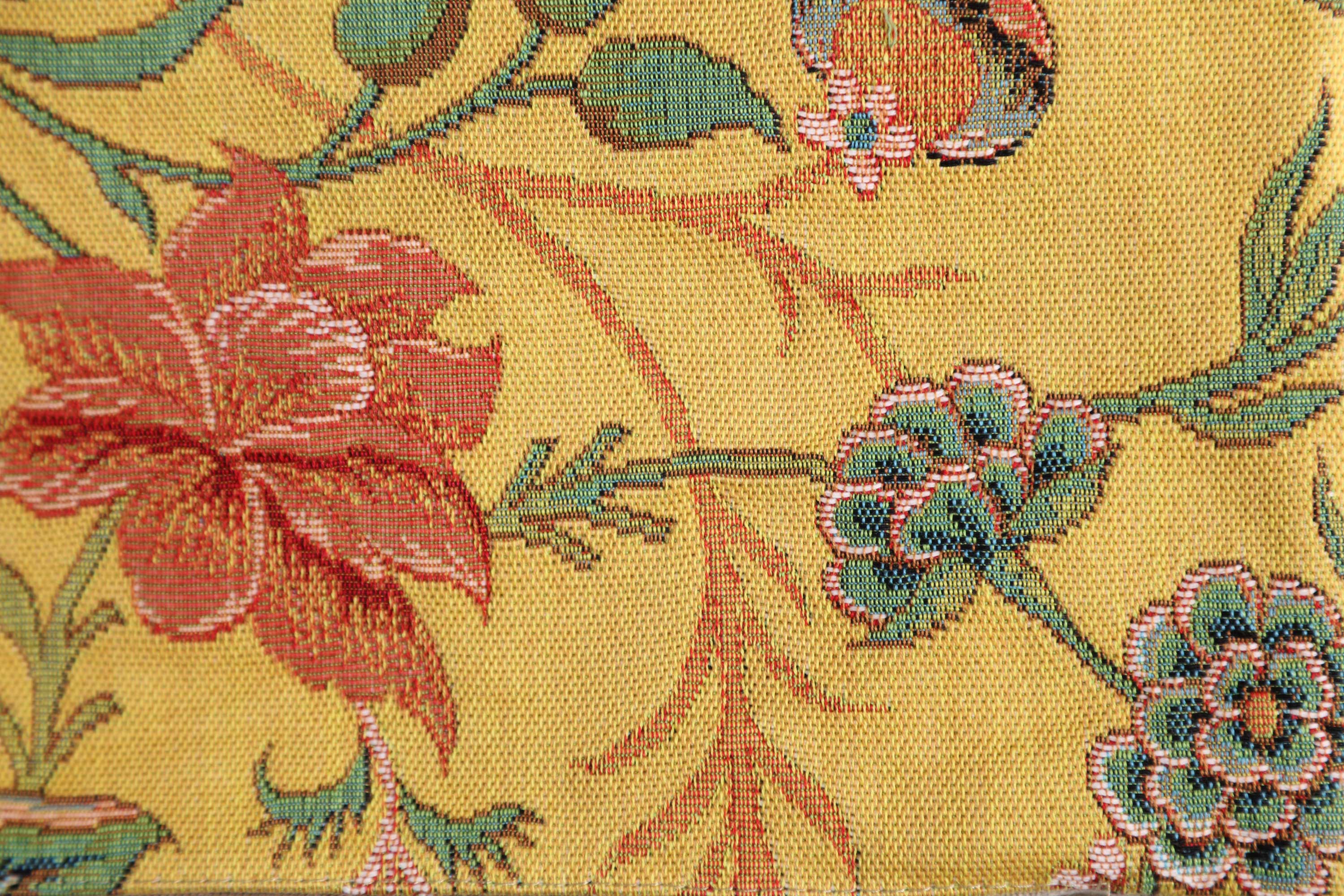Floral Peony Yellow B Tapestry Pillow Cover 19x19 Inch Cotton Jacquard Woven Cushion Cover