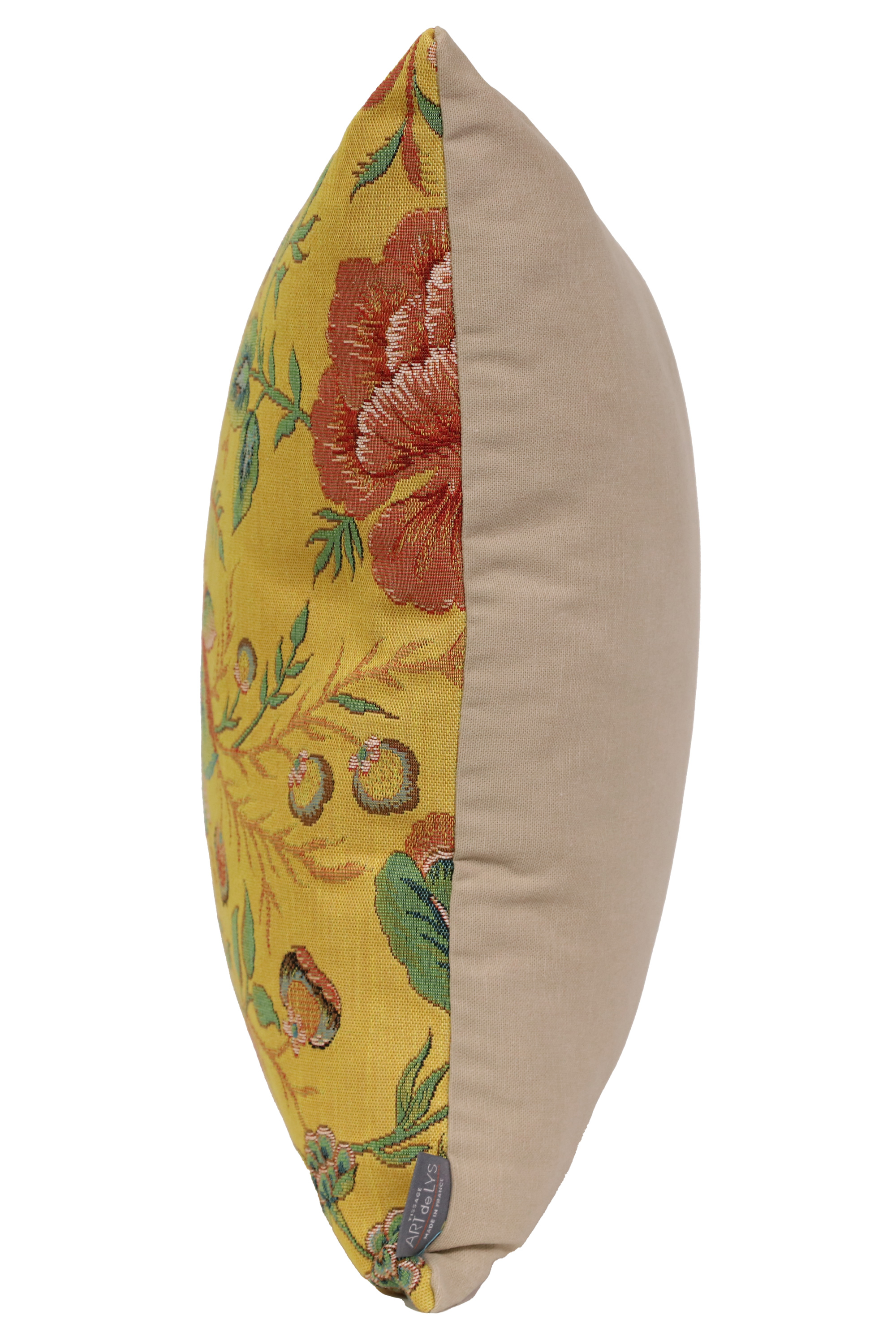 Floral Peony Yellow B Tapestry Pillow Cover 19x19 Inch Cotton Jacquard Woven Cushion Cover