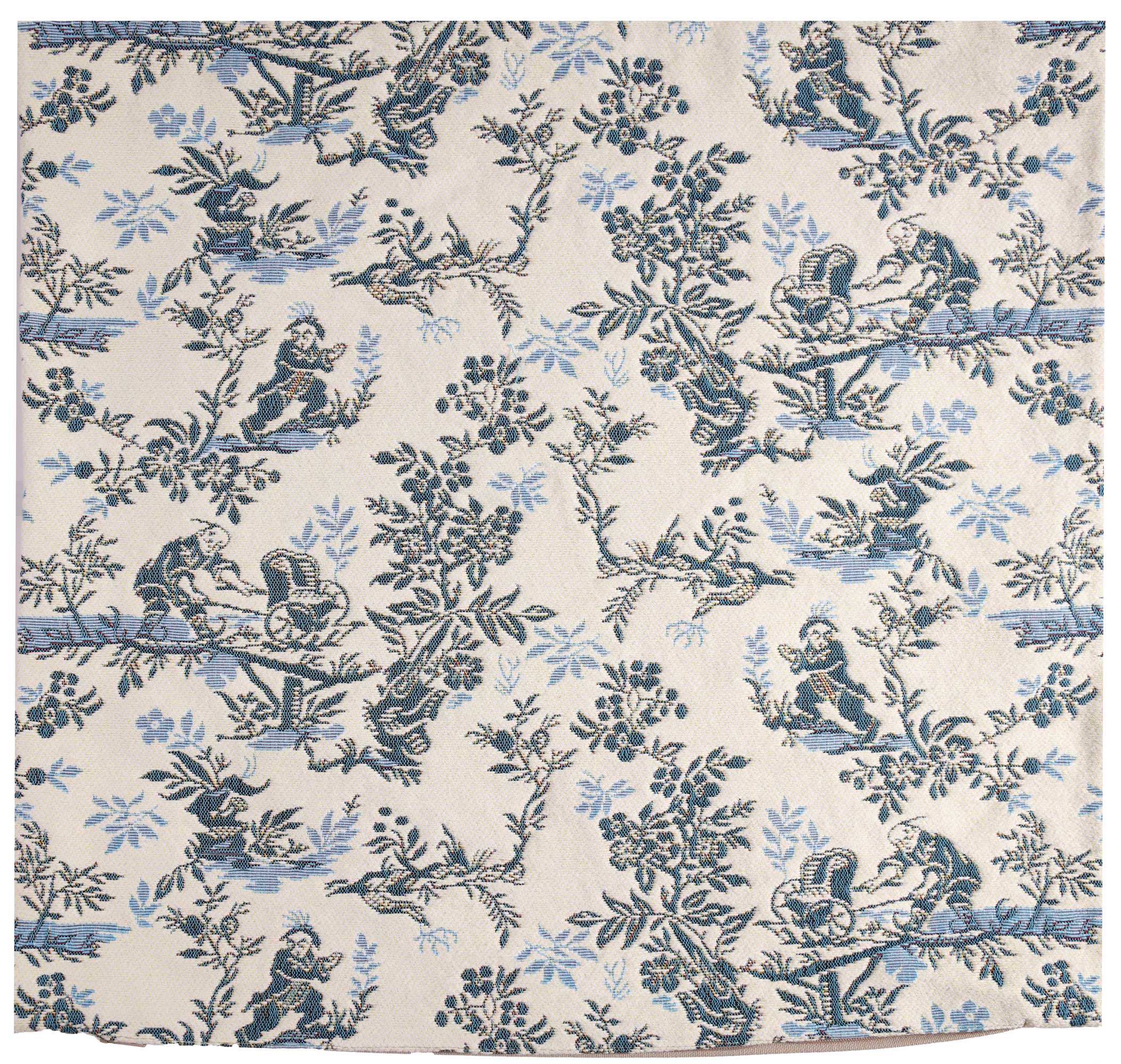The Chinese on a Wheelbarrow Blue French Tapestry Pillow Cover 19x19 Inch Cotton Jacquard Woven Cushion Cover