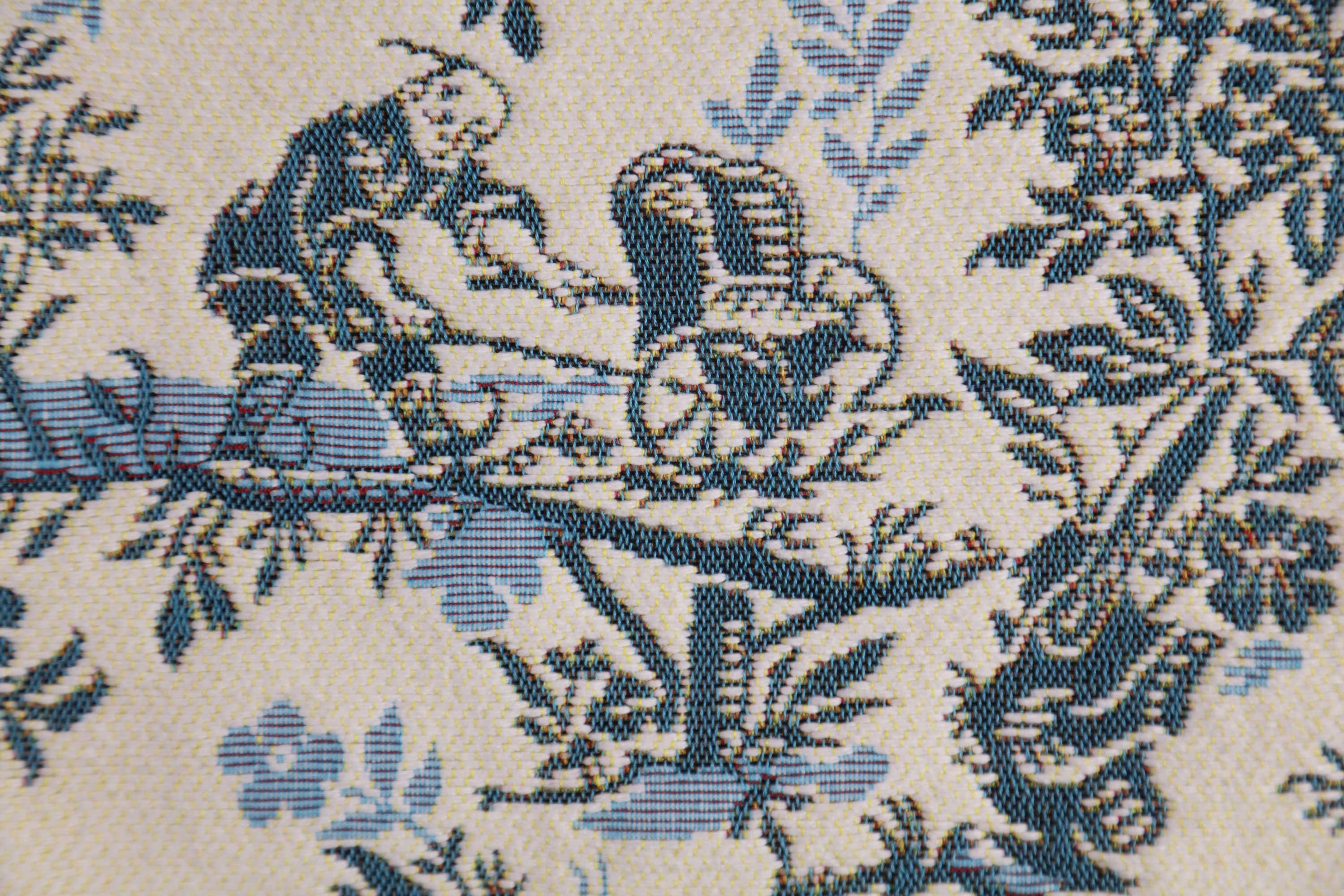 The Chinese on a Wheelbarrow Blue French Tapestry Pillow Cover 19x19 Inch Cotton Jacquard Woven Cushion Cover