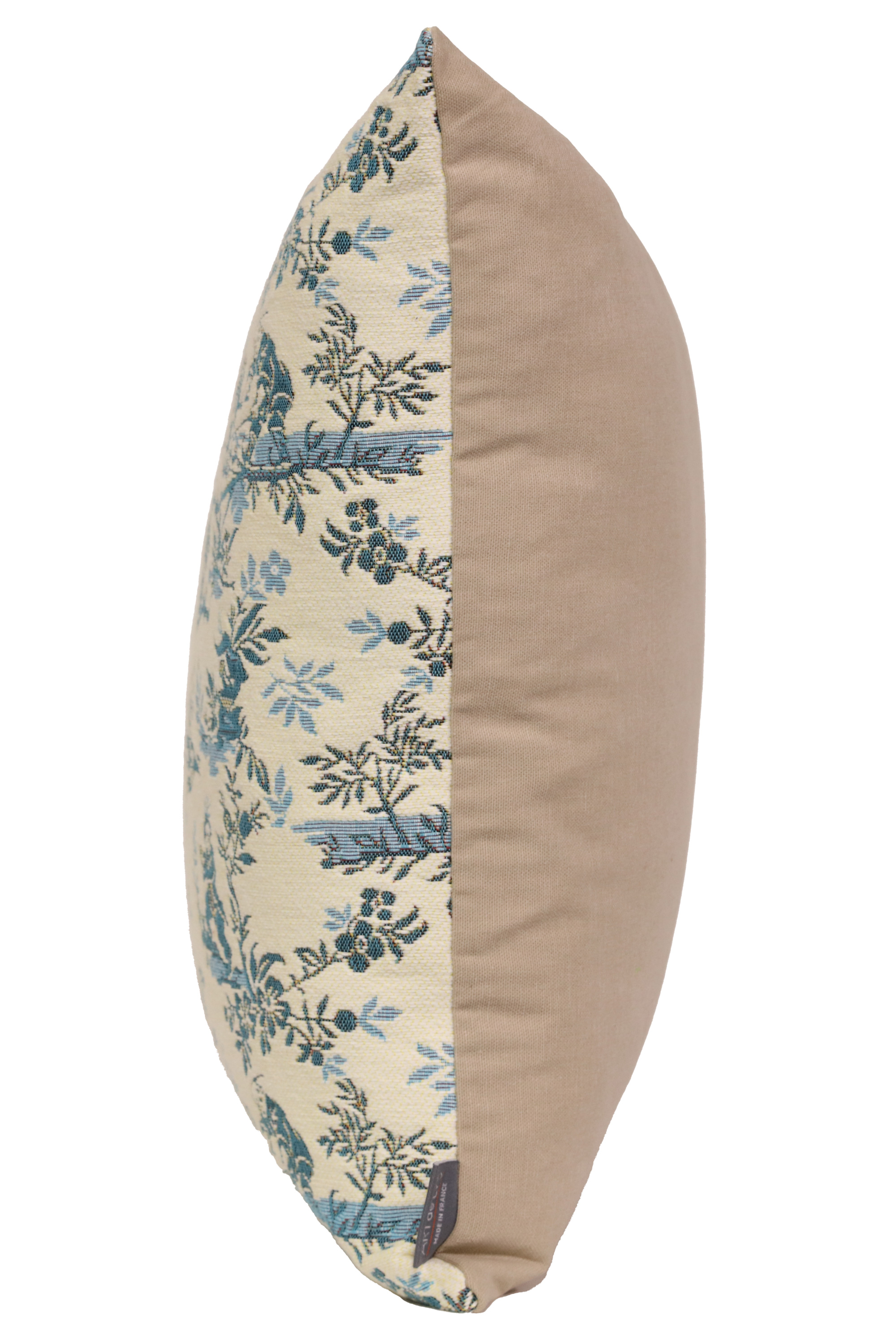 The Chinese on a Wheelbarrow Blue French Tapestry Pillow Cover 19x19 Inch Cotton Jacquard Woven Cushion Cover