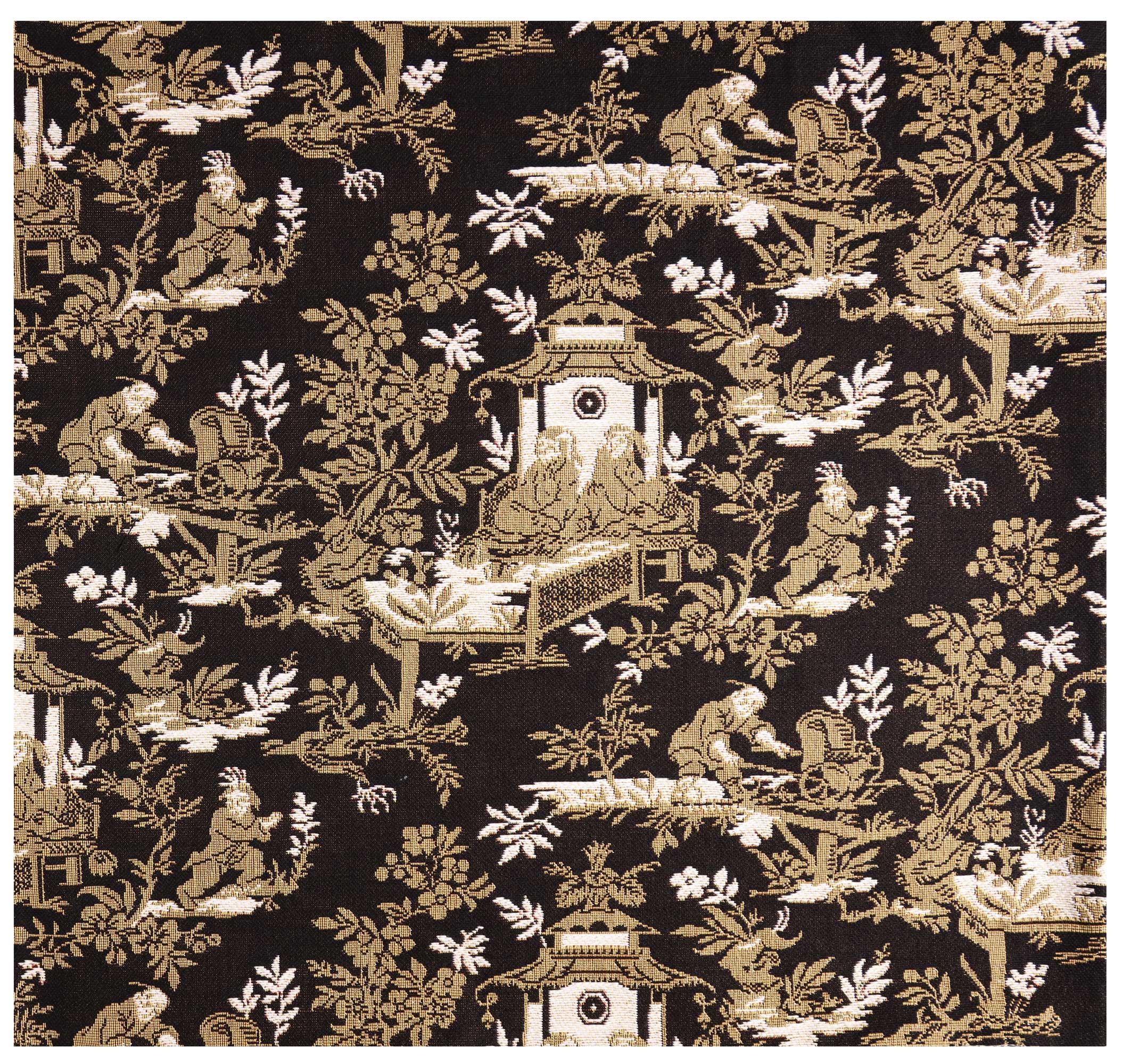 Black French Tapestry Pillow Cover 19x19 Inch Cotton Jacquard Woven Cushion Cover