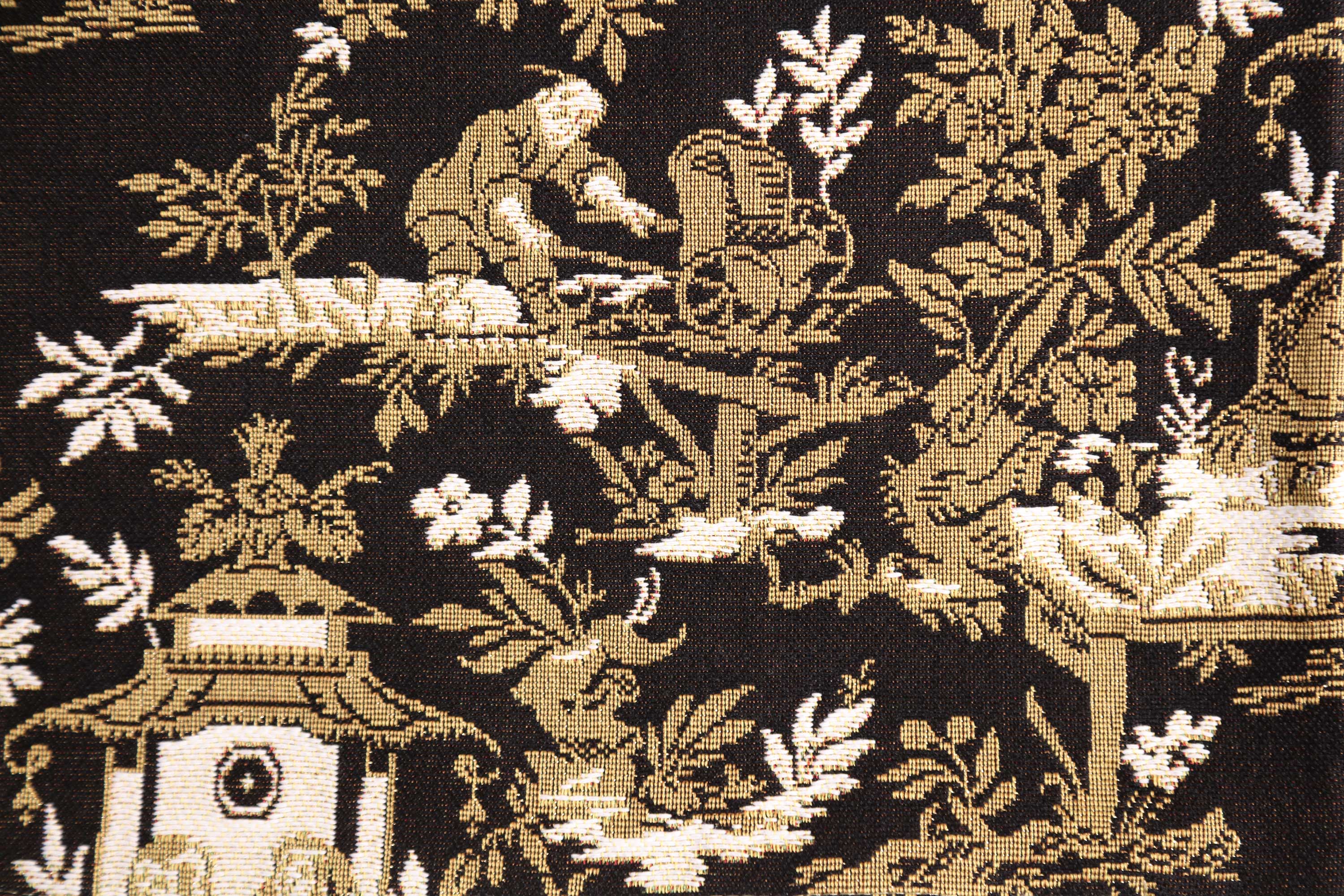 Black French Tapestry Pillow Cover 19x19 Inch Cotton Jacquard Woven Cushion Cover